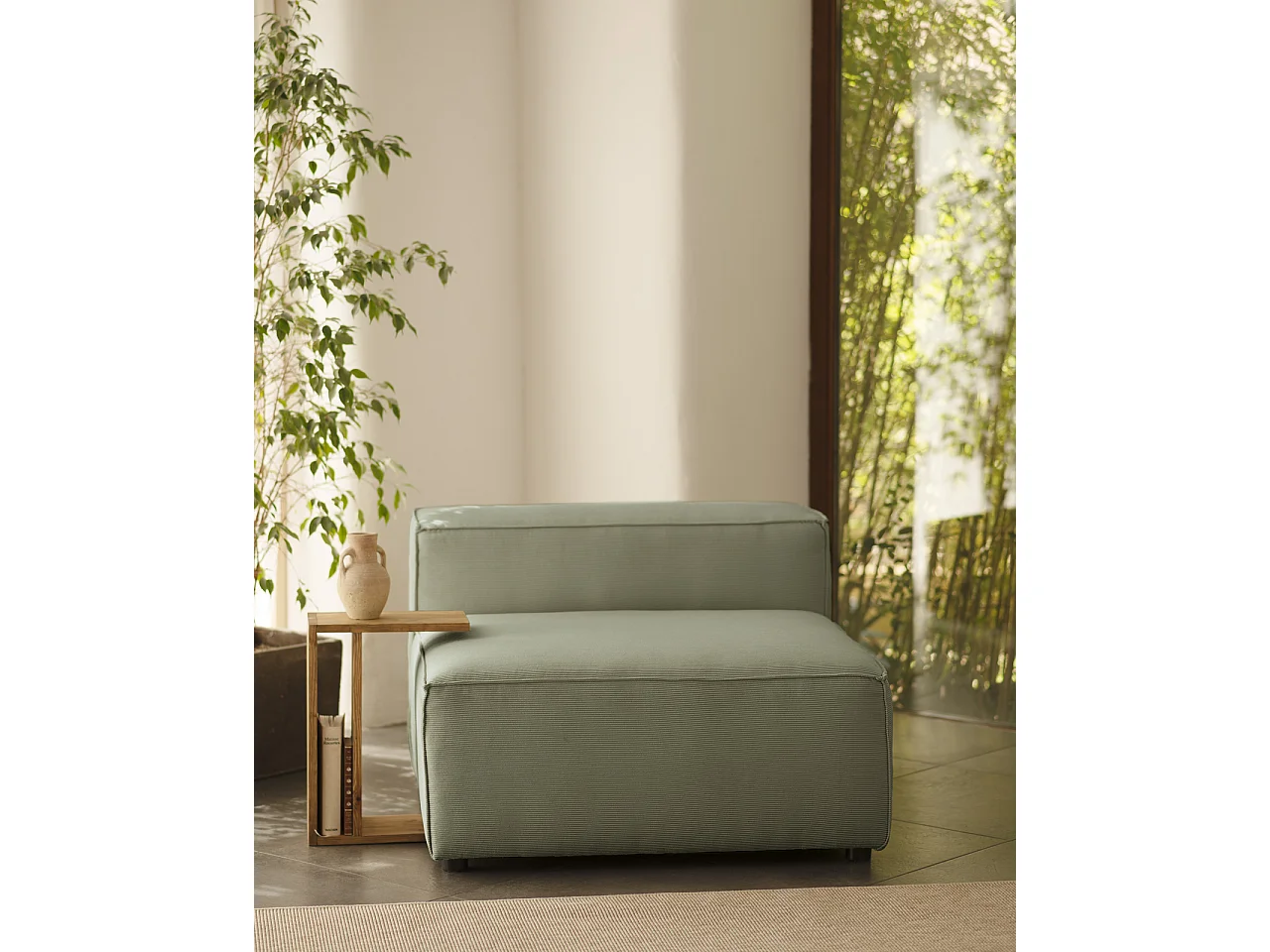 Sillón de pana color verde azulado 130x110cm - LOLA - DECOWOOD