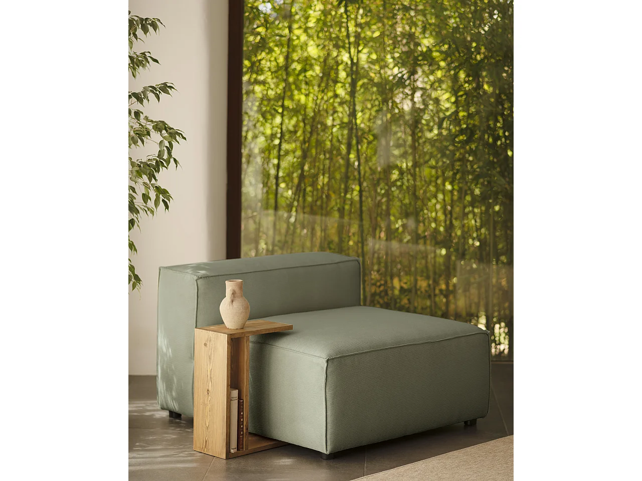 Sillón de pana color verde azulado 130x110cm - LOLA - DECOWOOD