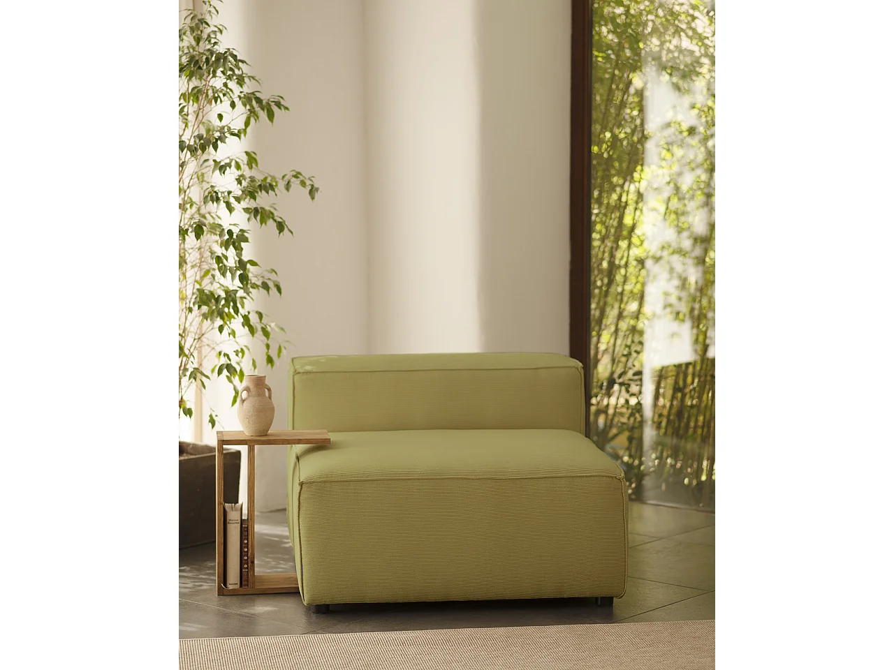 Sillón de pana color lima 130x110cm - LOLA - DECOWOOD