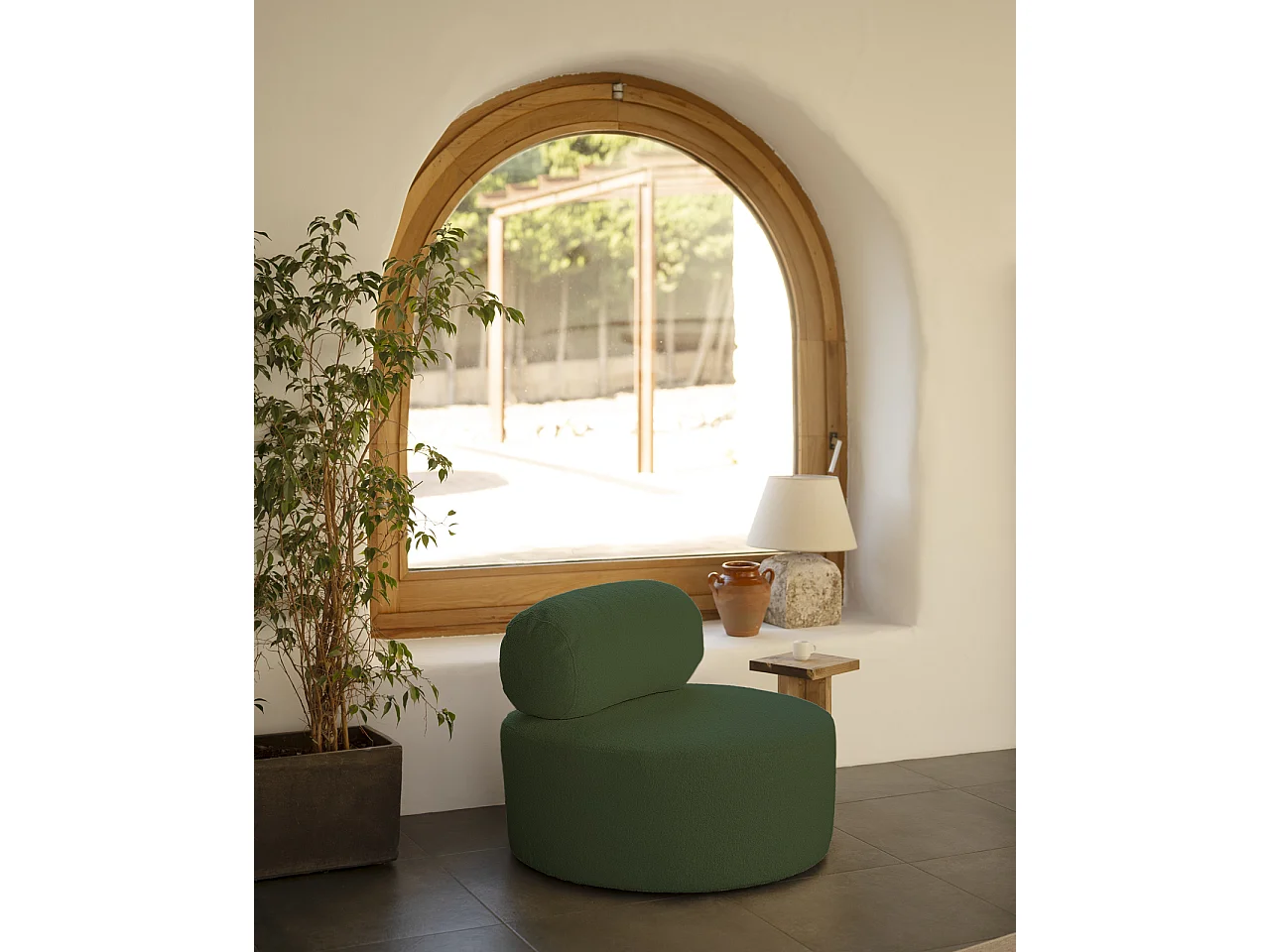 Poltrona rotonda di loop verde di 105x50cm