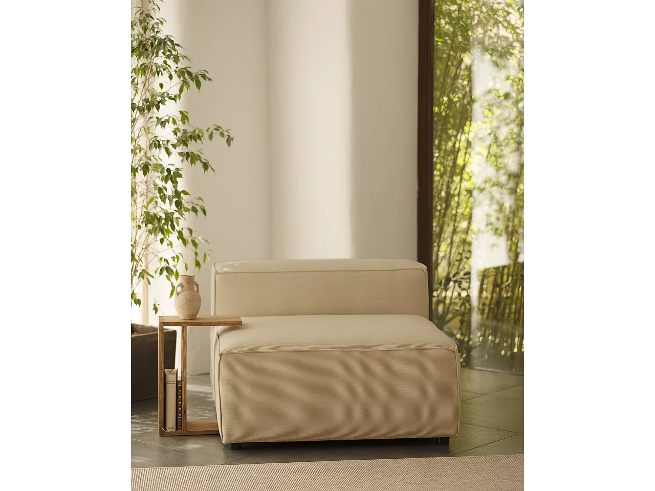 Sillón de pana color beige 130x110cm - LOLA - DECOWOOD