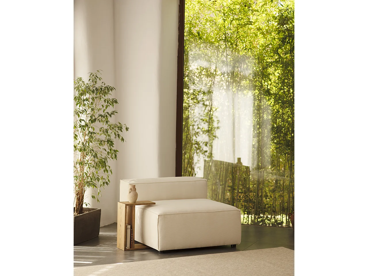 Sillón de pana color blanco 130x110cm - LOLA - DECOWOOD