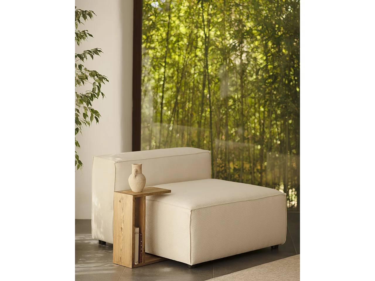 Sillón de pana color blanco 130x110cm - LOLA - DECOWOOD