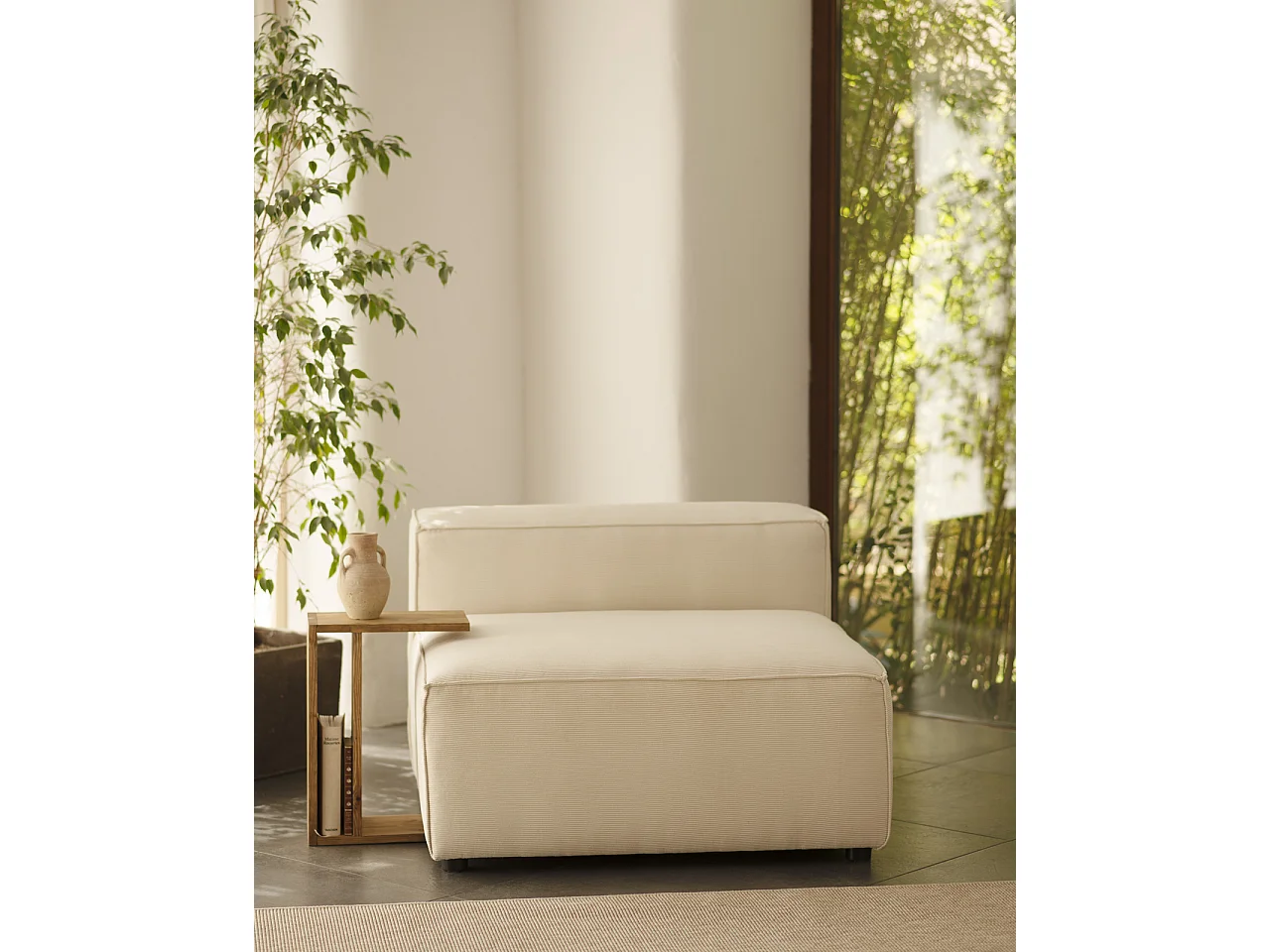 Sillón de pana color blanco 130x110cm - LOLA - DECOWOOD