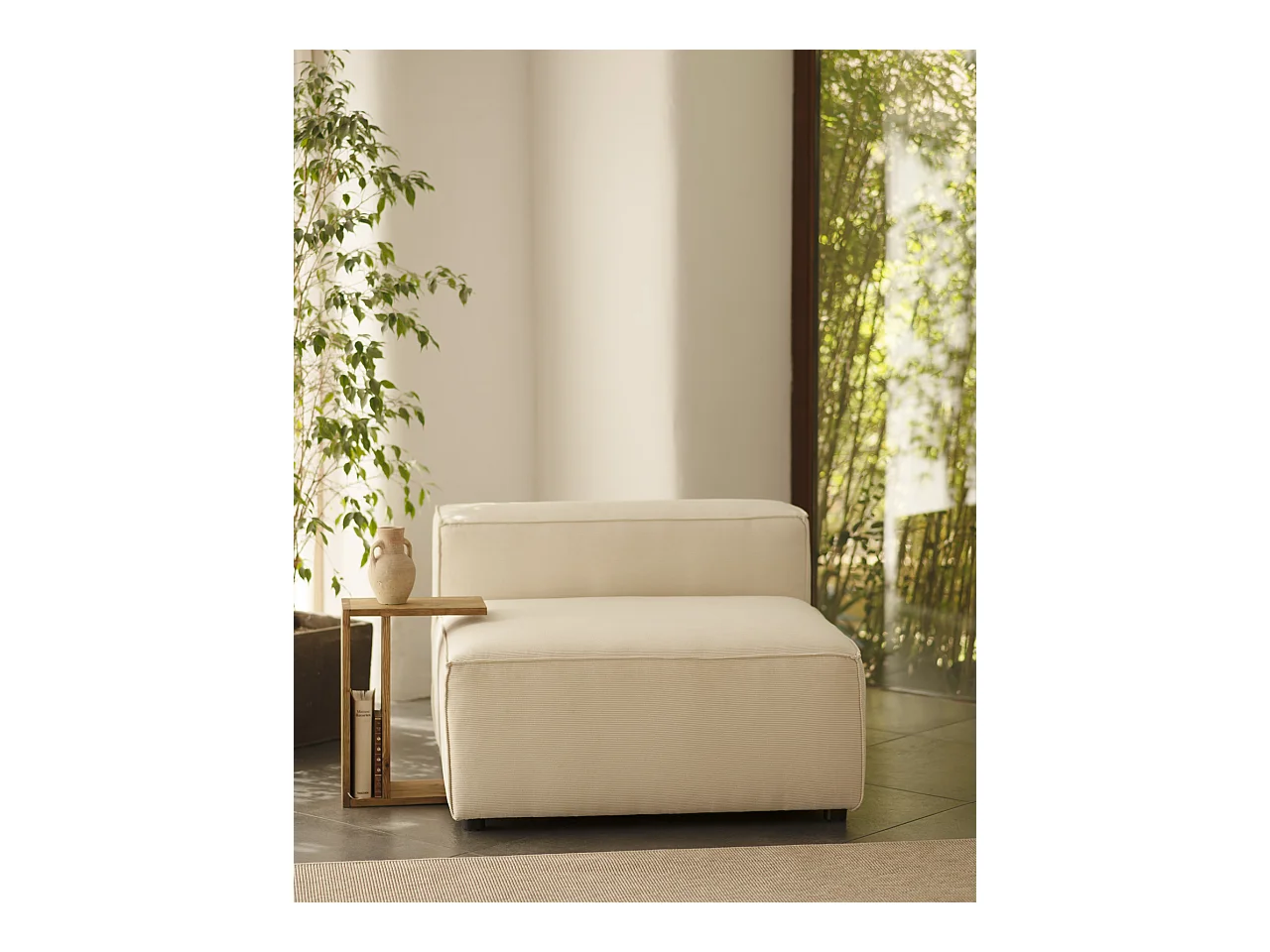 Fauteuil en velours côtelé couleur blanc 110x90cm