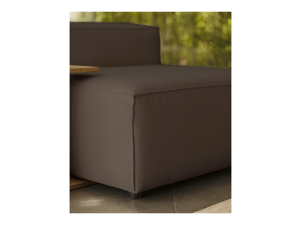 Fauteuil en velours côtelé couleur gris foncé 110x90cm