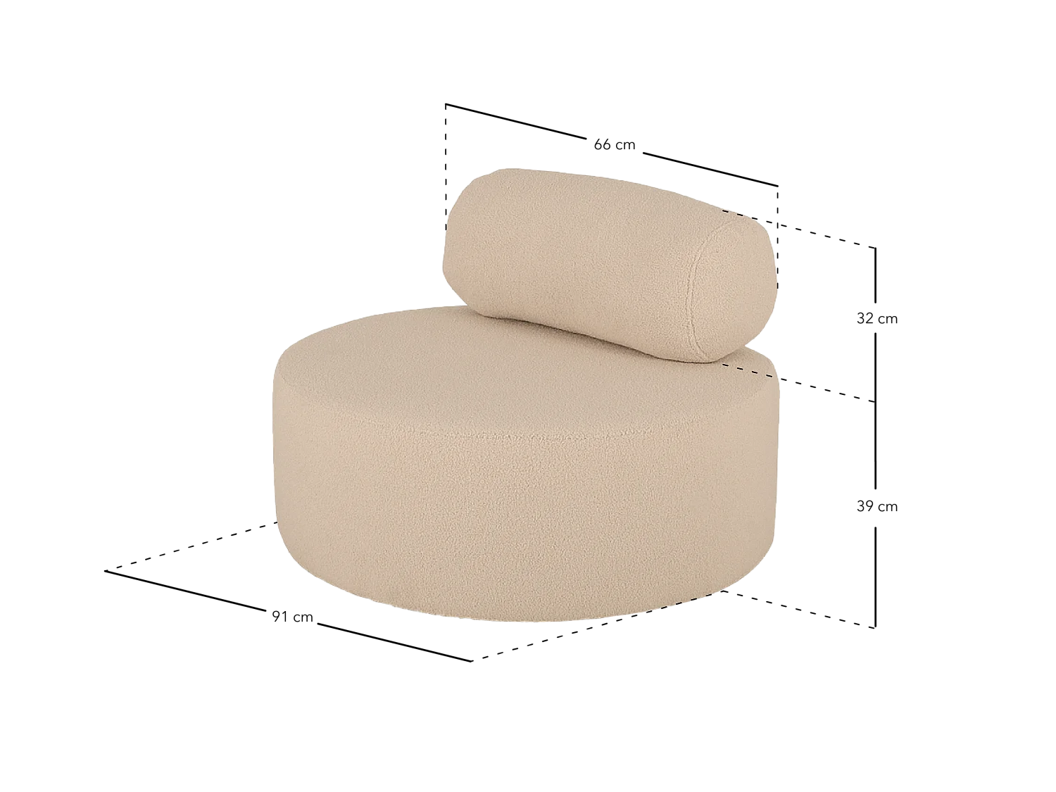 Sillón de buclé redonda color gris oscuro 105x50cm - ANE - DECOWOOD