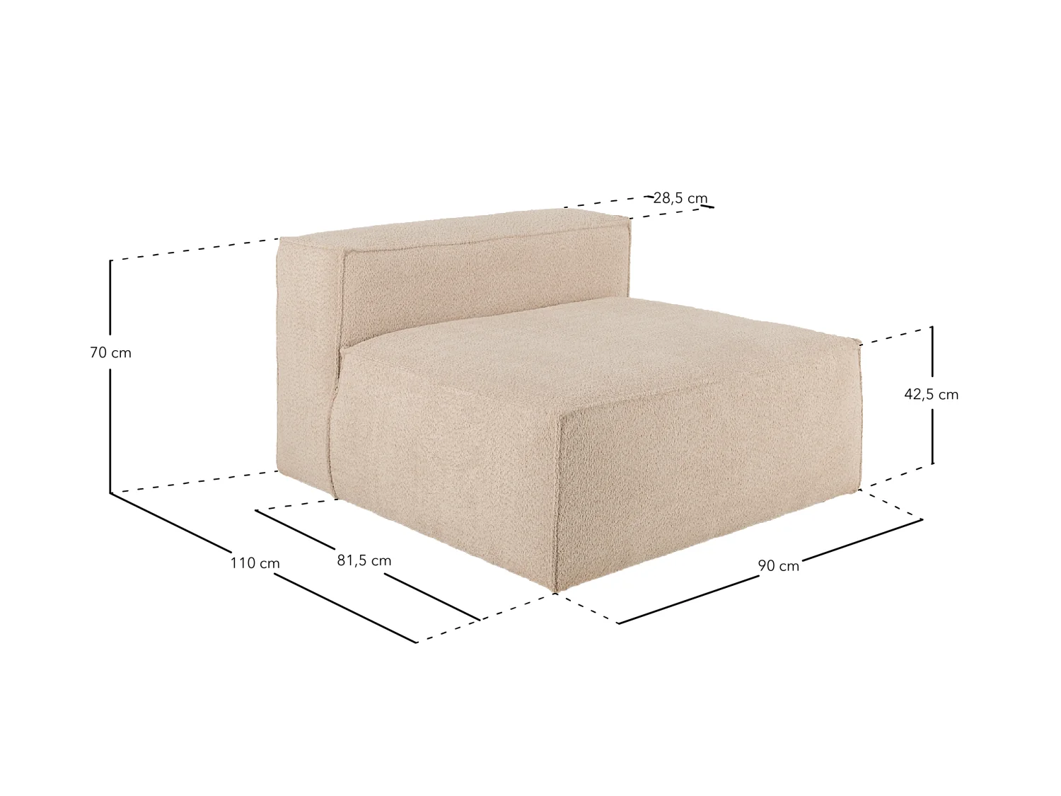 Sillón color marron beige 130x110cm - LOLA - DECOWOOD