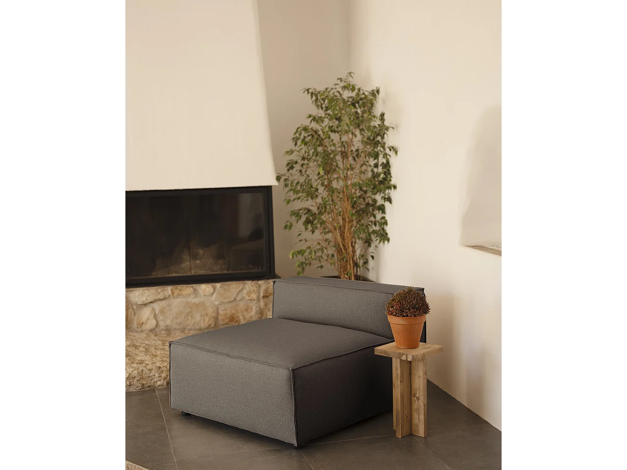 Sillón color gris oscuro 130x110cm - LOLA - DECOWOOD