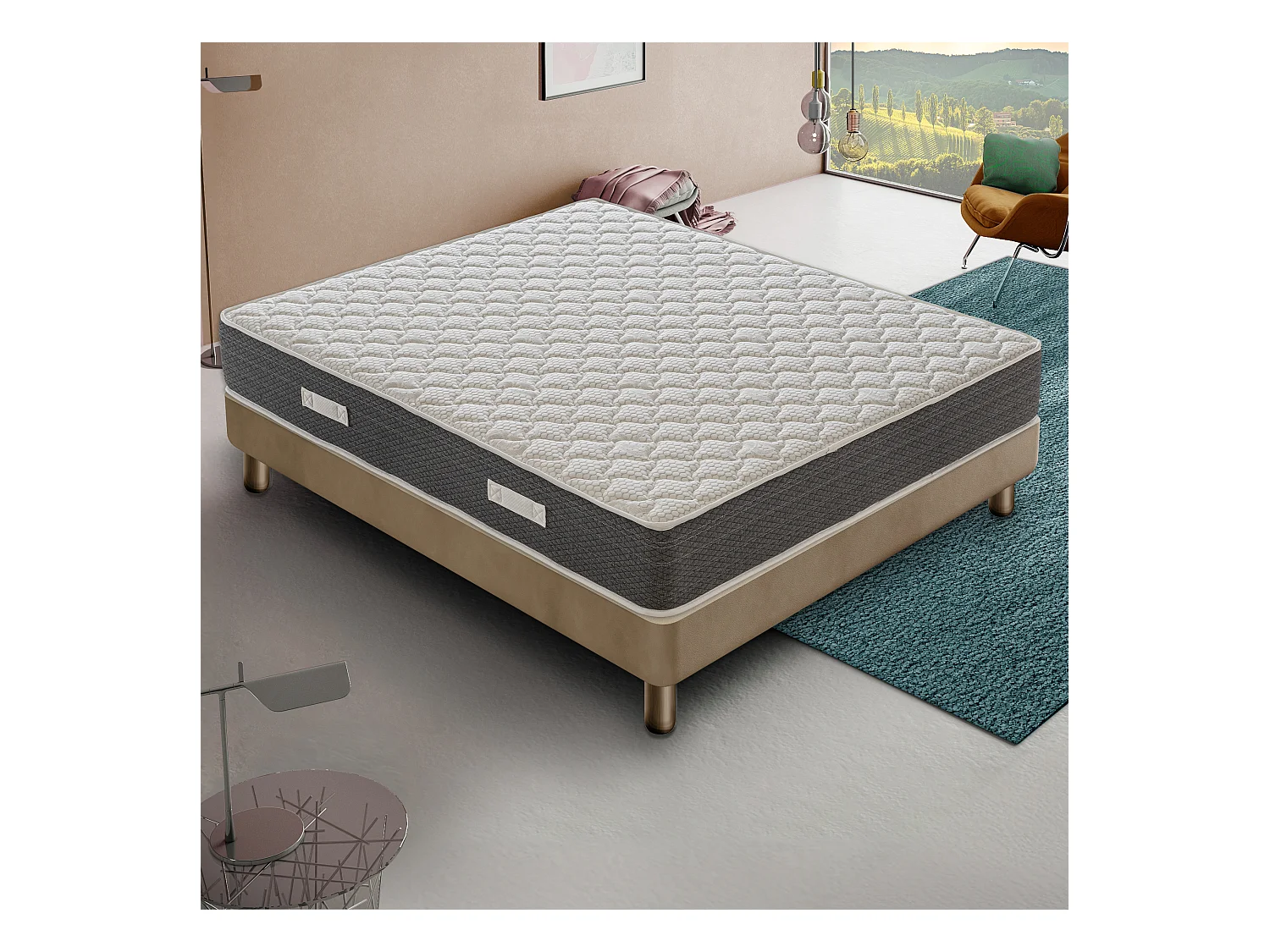 Matelas ressorts ensachés 135x190 cm accueil mousse hr epaisseur 30 cm
