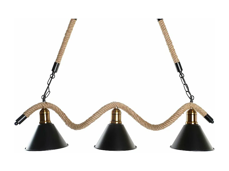 Lámpara colgante DKD Home Décor Naturel Noir Métal Cordé