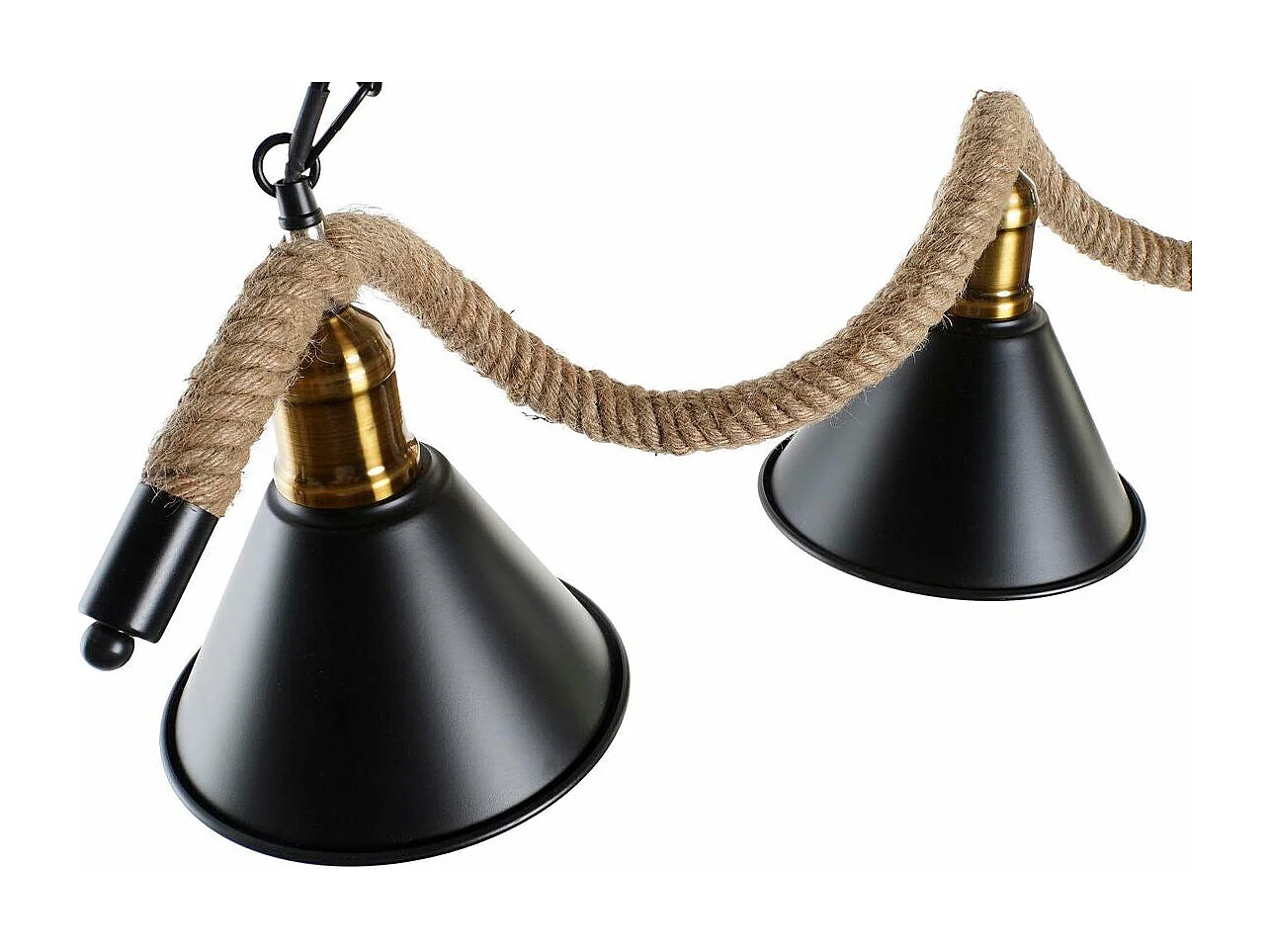 Lámpara colgante DKD Home Décor Naturel Noir Métal Cordé