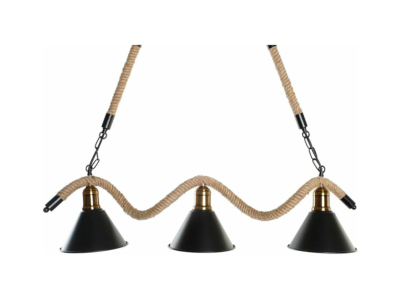 Suspension DKD Home Décor Naturel Noir Métal Cordé