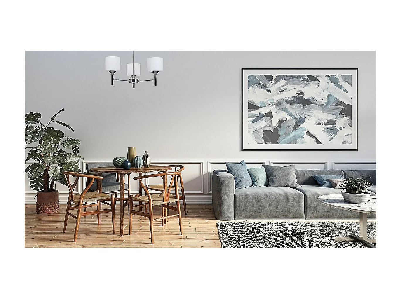 Suspension Activejet AJE-MIRA 3P Blanc Argenté Métal