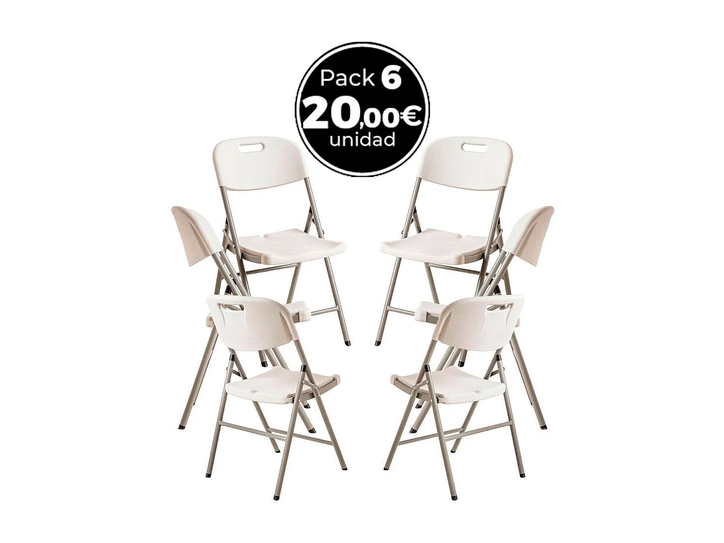 Packs Sillas Plegables - Pack 6 Sillas Resin - Blanco