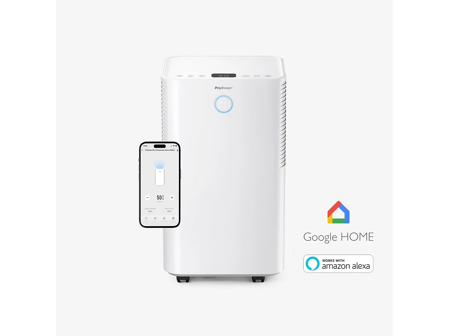 Pro Breeze Leiser Luftentfeuchter 12L/Tag OmniDry mit Wäschetrocknungsmodus und Steuerung über intelligente App für Räume bis 20 m²