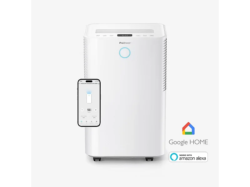 Pro Breeze Luftentfeuchter 20L/Tag OmniDry mit Wäschetrocknungsmodus und Steuerung über intelligente App für Räume bis 35 m²