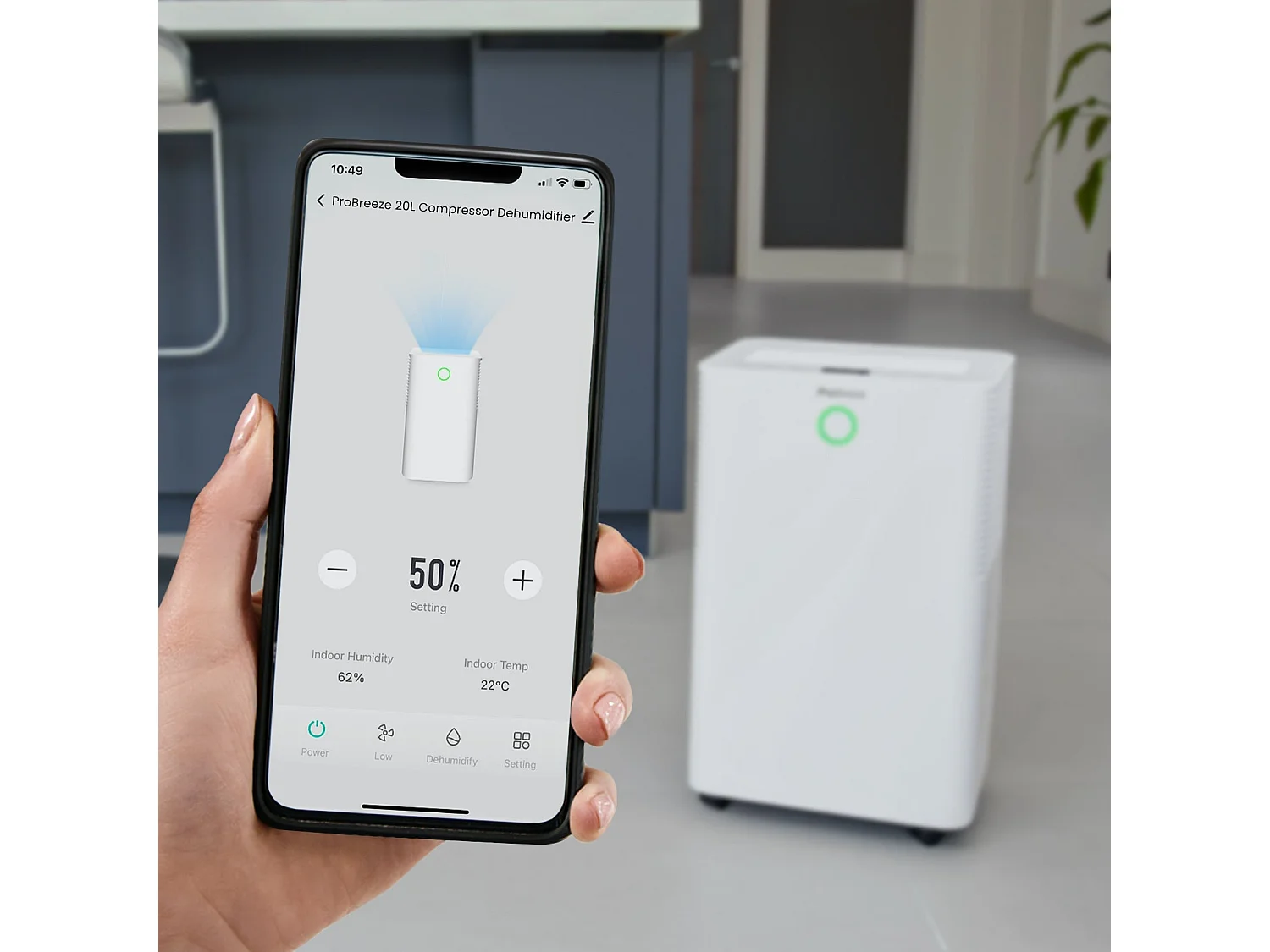 Pro Breeze Deshumidificador 20L/día OmniDry con modo ropa y control por aplicación inteligente para habitaciones de hasta 35 m²