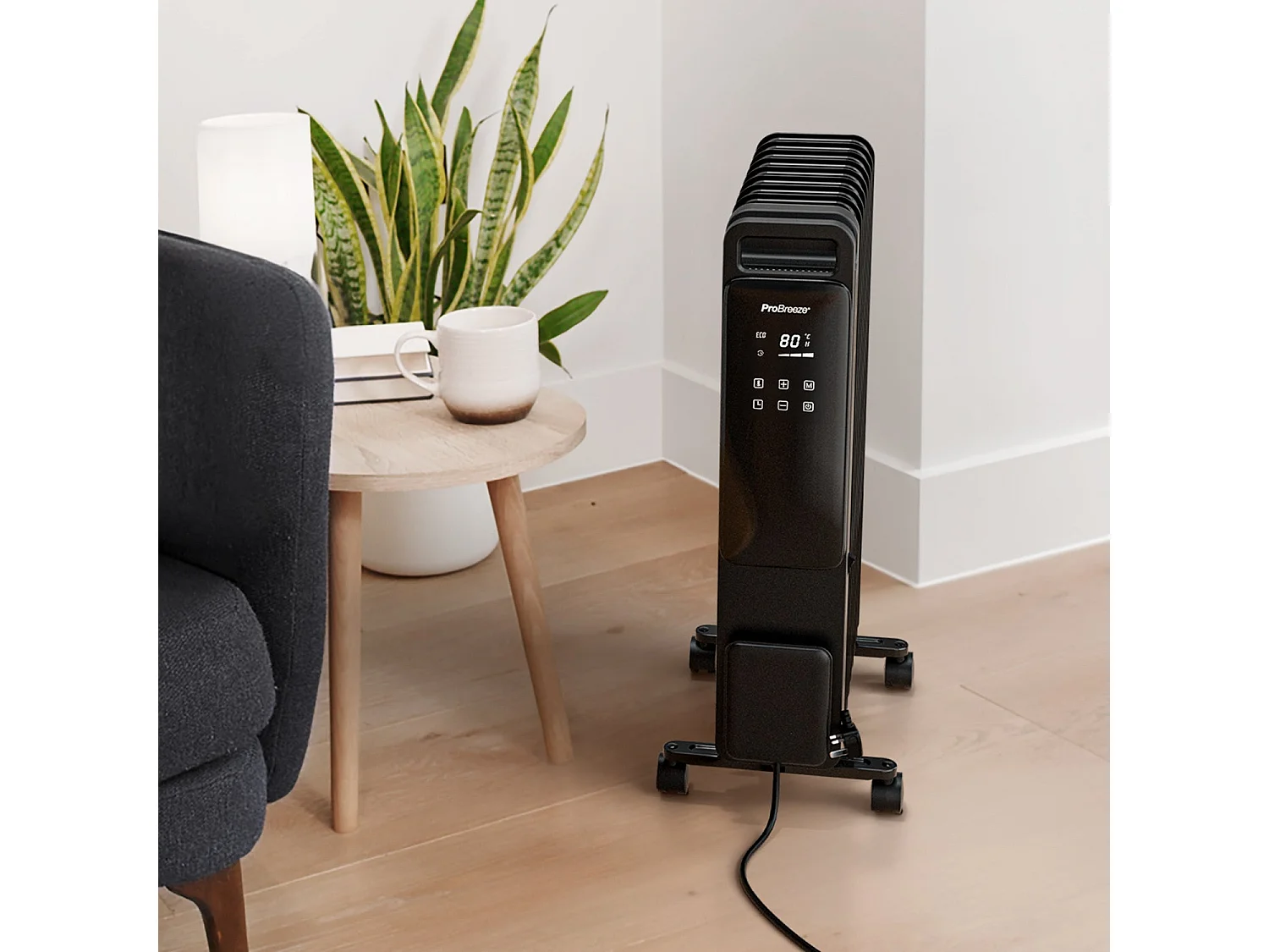 Pro Breeze Olieradiator OmniWarm 2500W met 11 lamellen, eco-modus en digitaal display - zwart