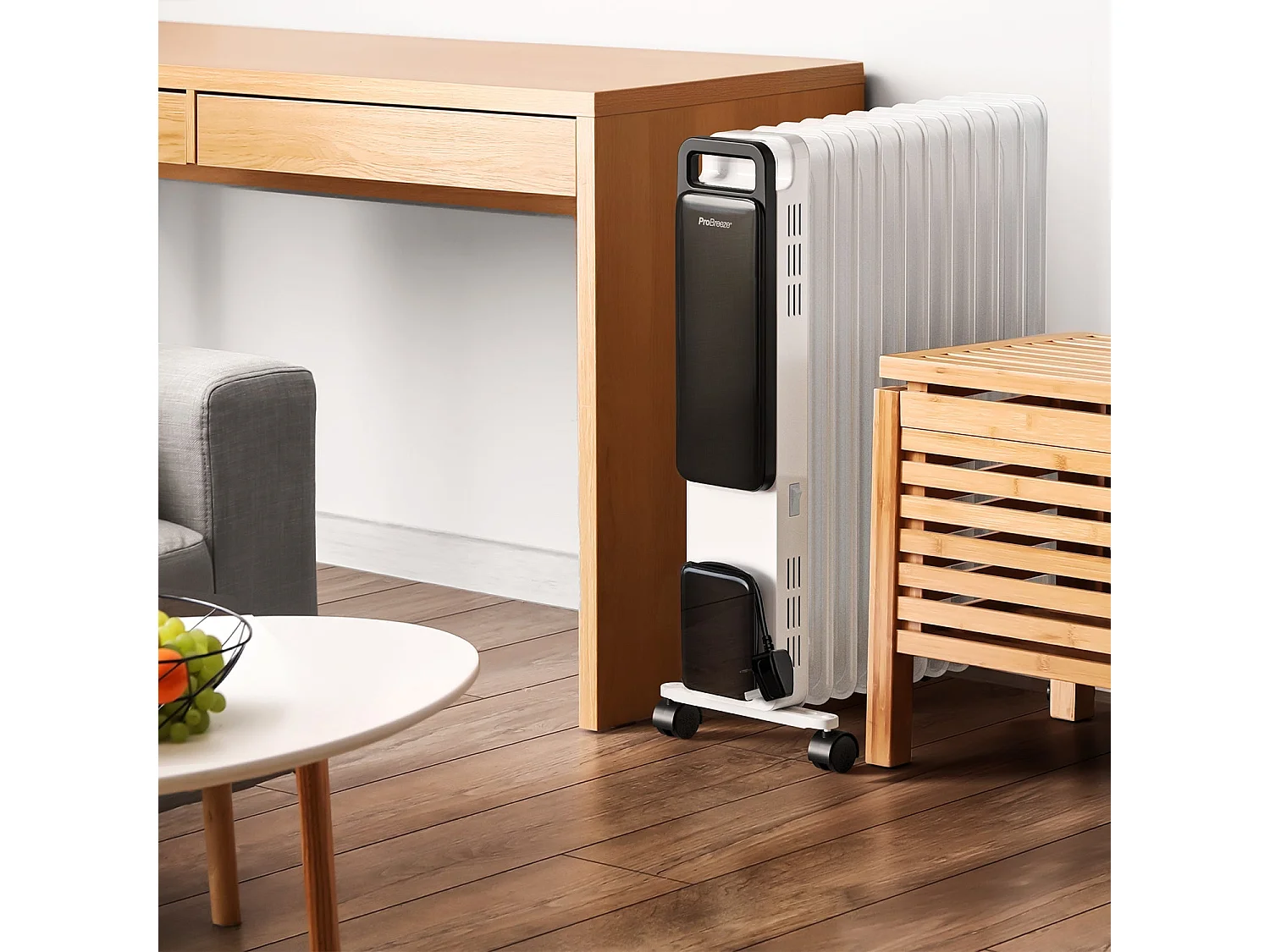 Pro Breeze Omniwarm radiateur à bain d'huile 2500w avec 11 ailettes, mode éco et affichage numérique - blanc