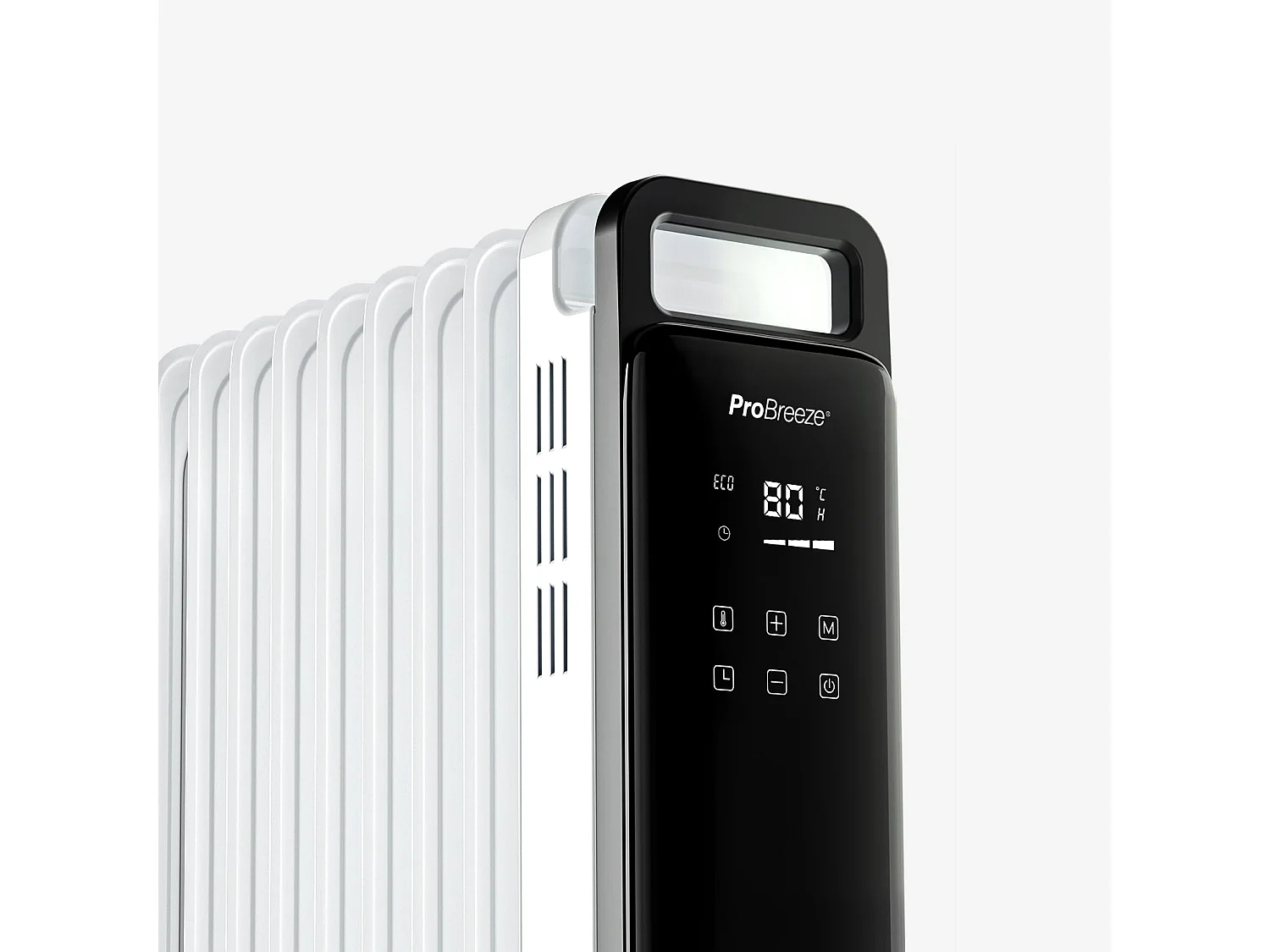 Pro Breeze Omniwarm radiateur à bain d'huile 2500w avec 11 ailettes, mode éco et affichage numérique - blanc