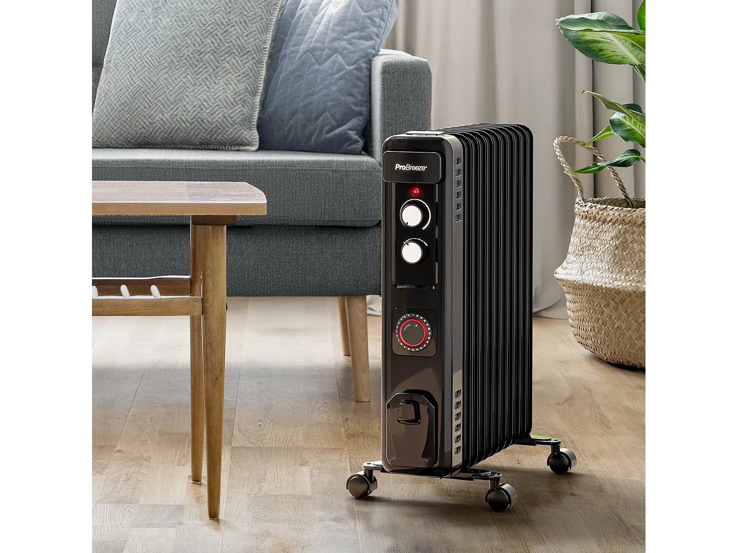 Pro Breeze Kompakter Öl-Radiator 2 500 W mit 11 Lamellen und Thermostatsteuerung