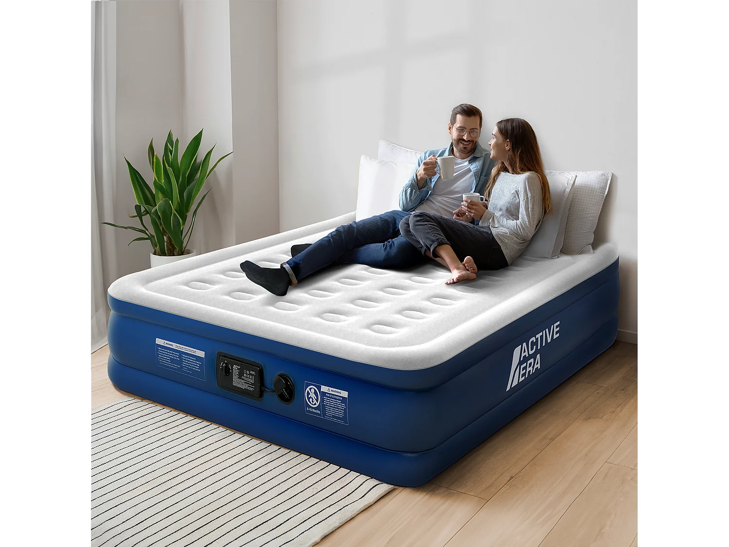 Active Era Opblaasbaar matras King Size Comfort Lite – Grijs/Marineblauw