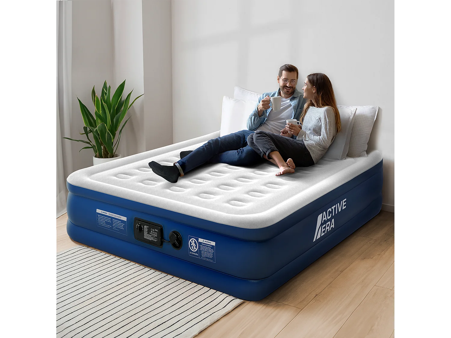 Active Era Opblaasbaar matras King Size Comfort Lite – Grijs/Marineblauw