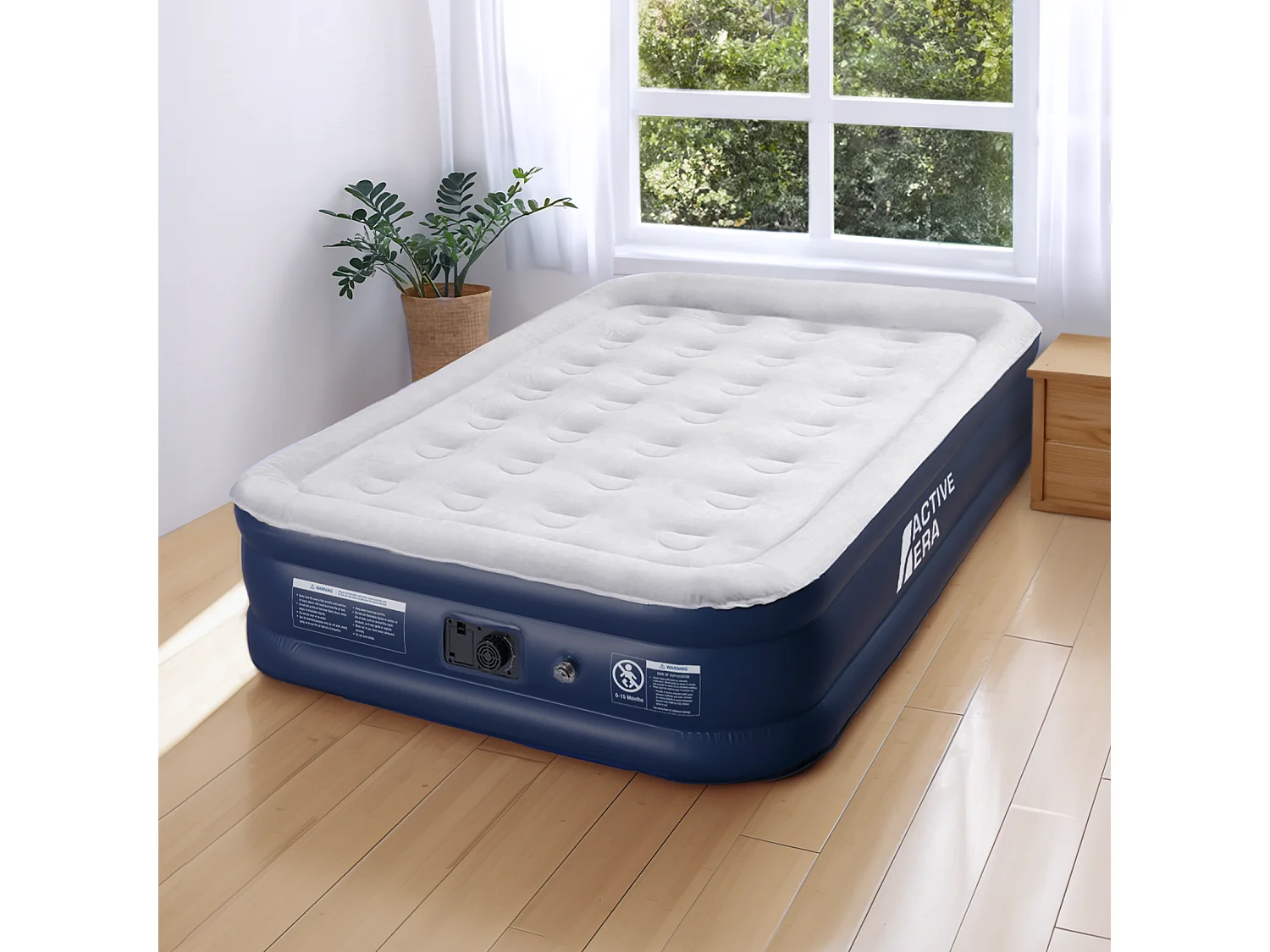 Active Era Opblaasbaar matras, Queen Size Premium voor 2 personen - Geïntegreerde elektrische pomp