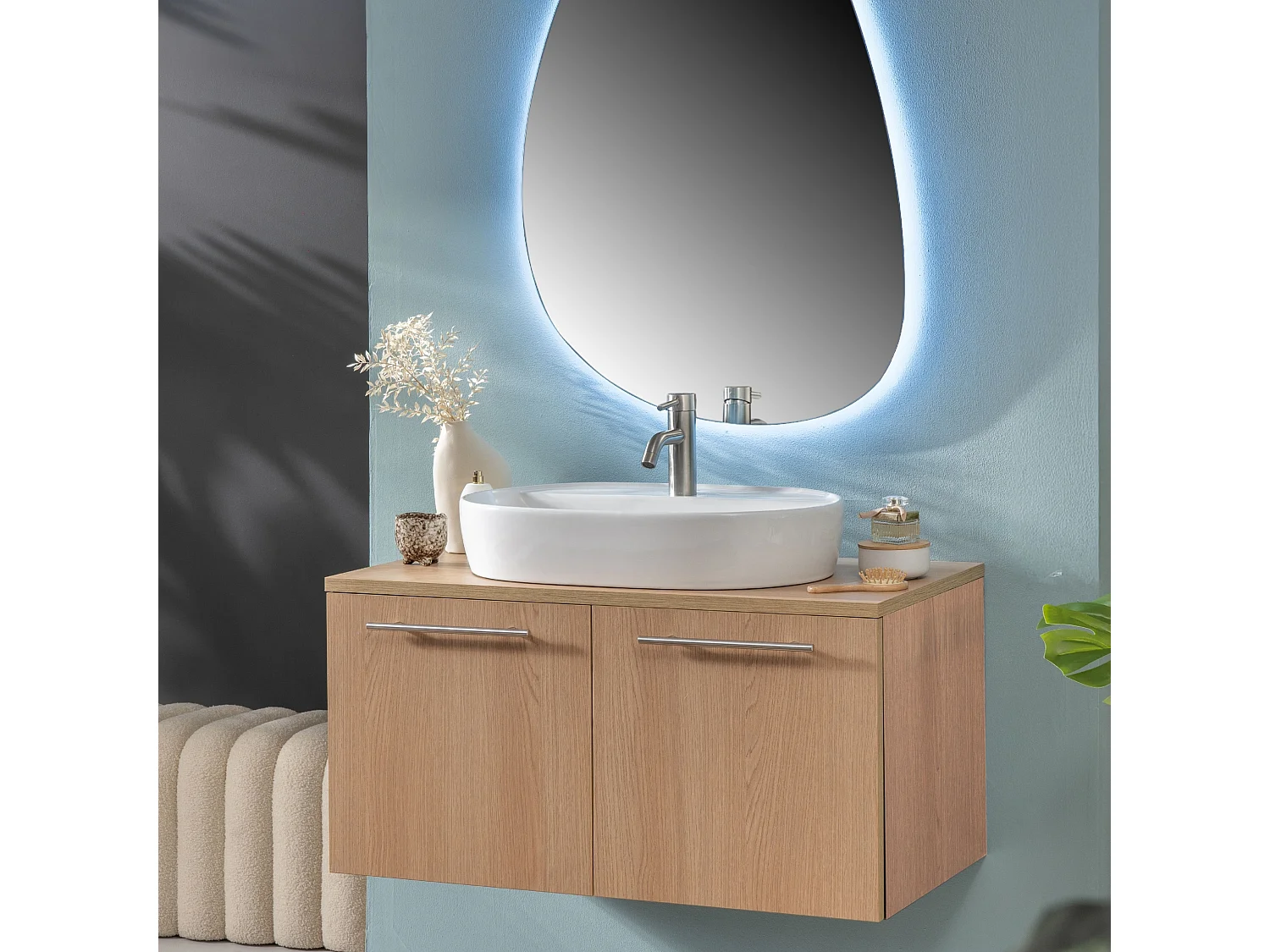 Lavabo da appoggio ovale in ceramica bianca 60×41 cm