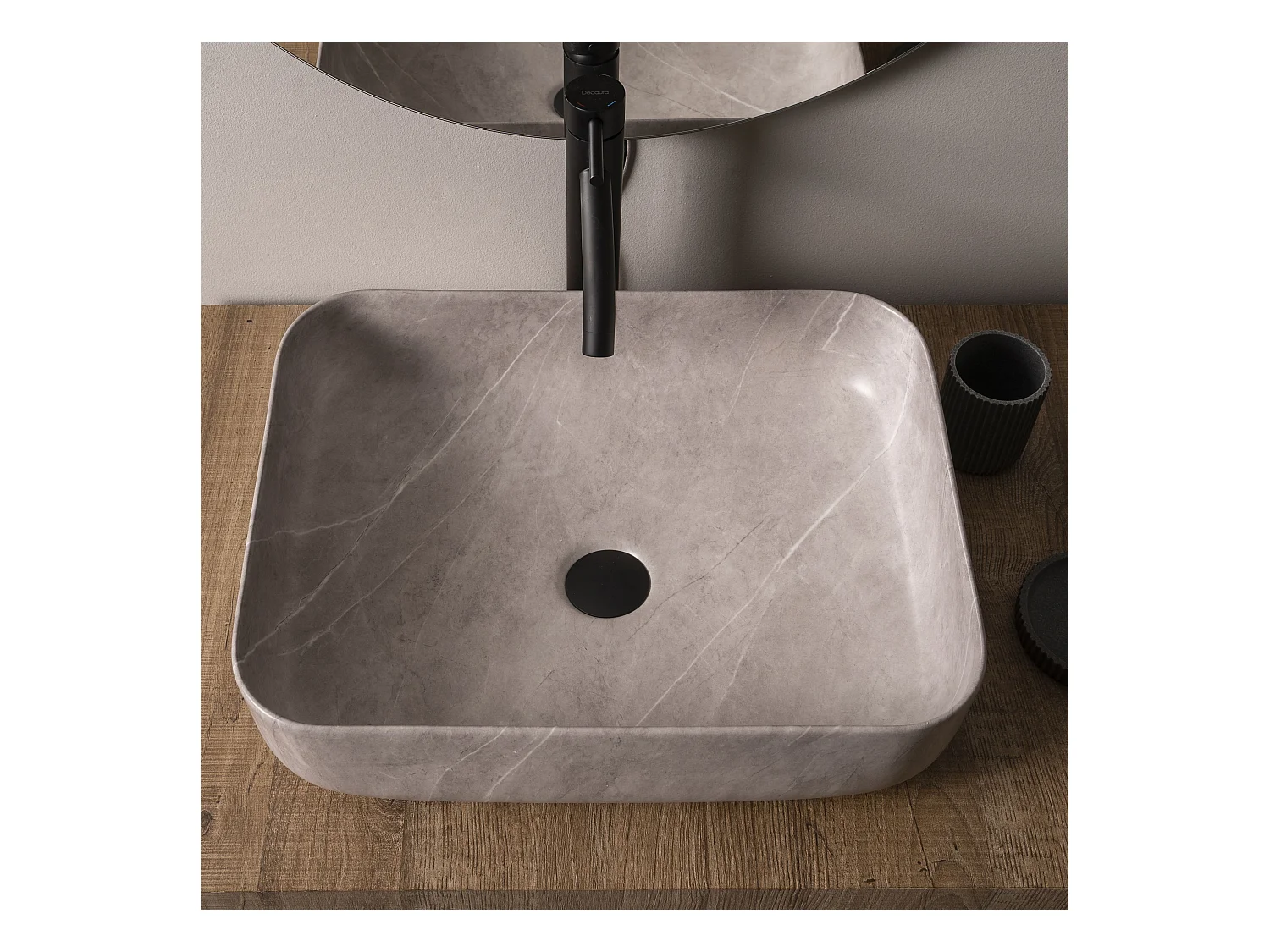 Lavabo da appoggio ceramica grigio effetto marmo grigio 50×38,5 cm