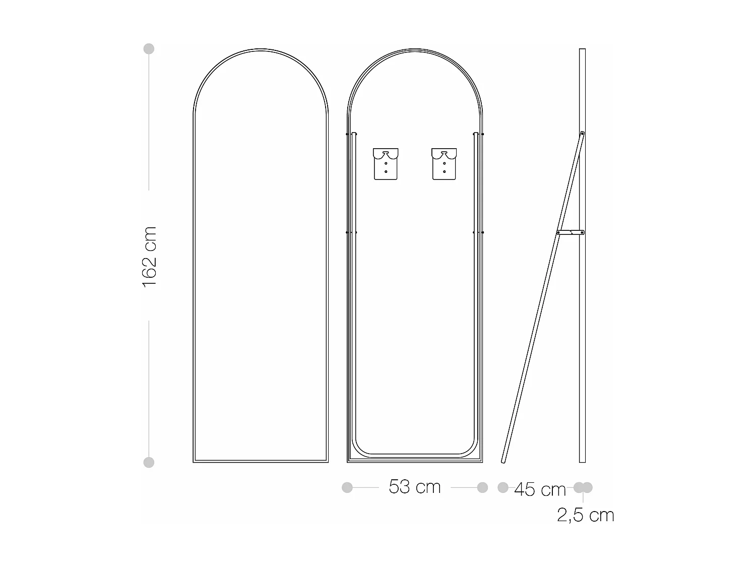 Specchiera ad arco da terra 53×162 cm Daisy NERA
