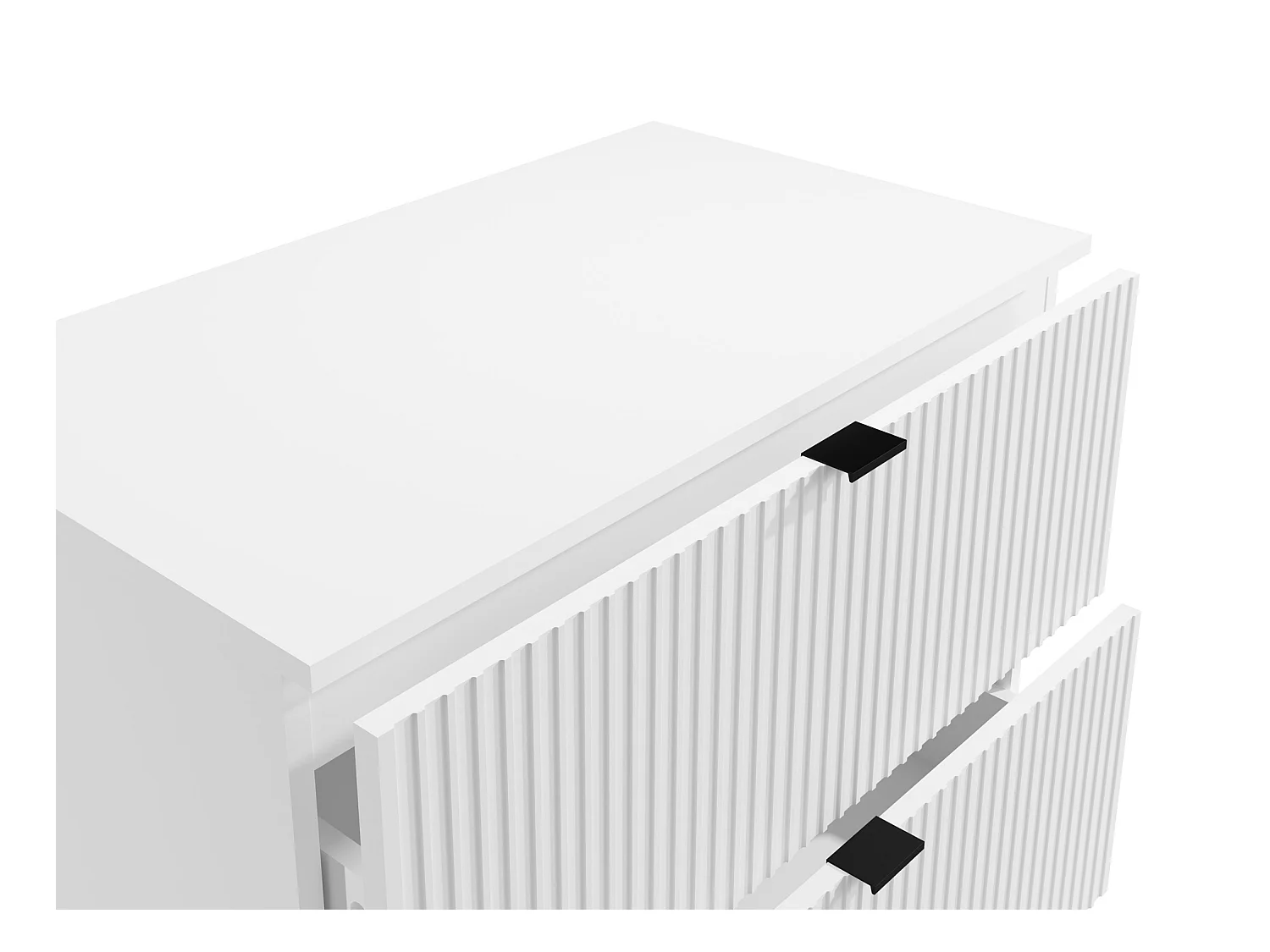 Mobile per bagno sospeso con scanalature e lavabo tondo da appoggio 80 cm Bianco opaco - ZEVINI