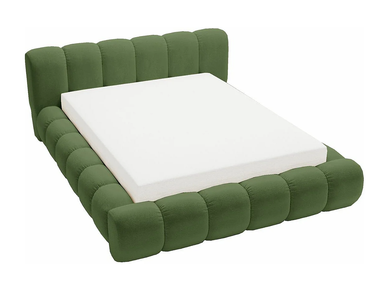 Lit rembourré avec rangement - 120 x 200 - lit double - velours - vert - Doria