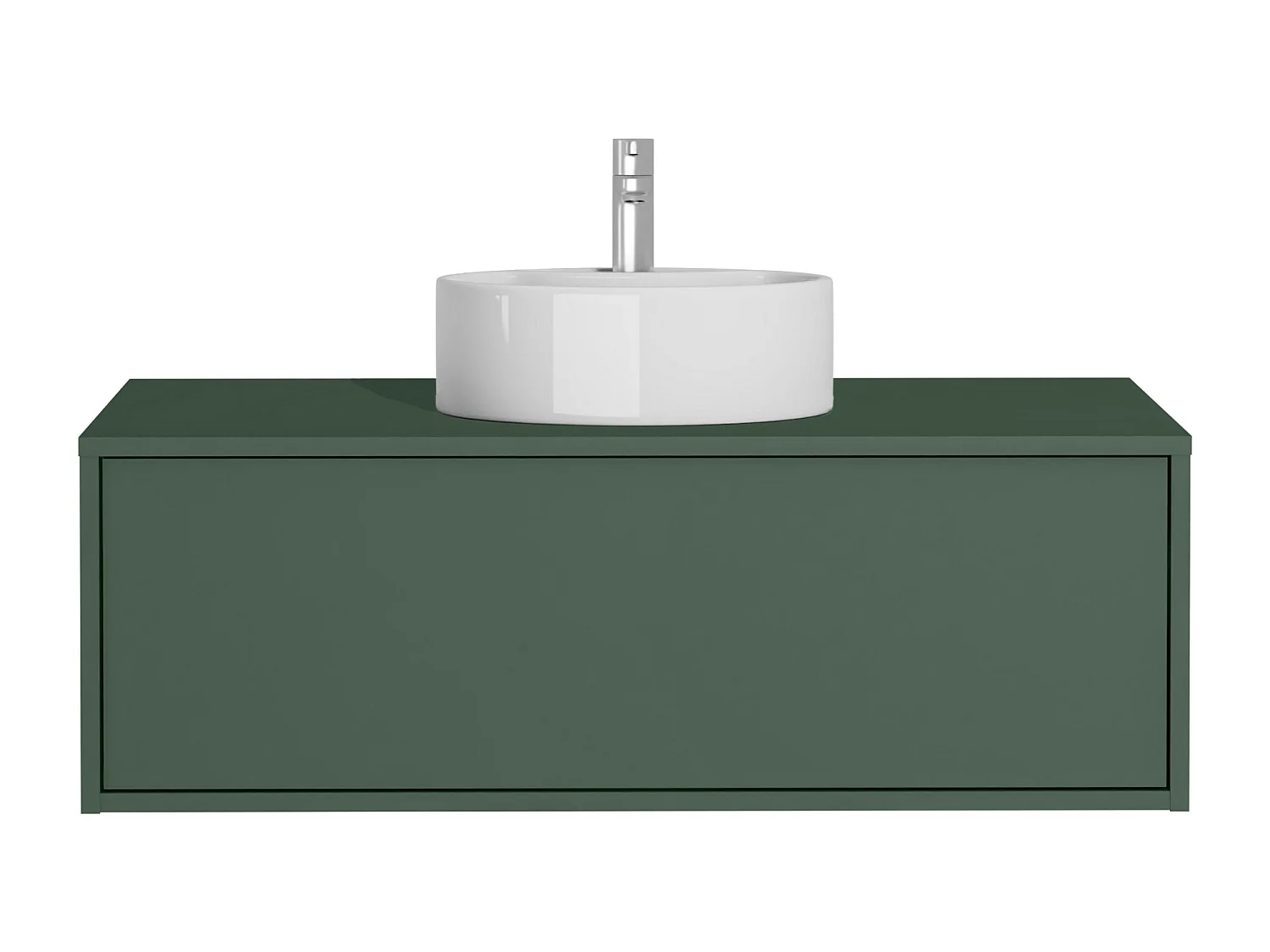 Szafka łazienkowa wisząca  z okrągłą umywalką zielony mat - 94 cm - TEANA II