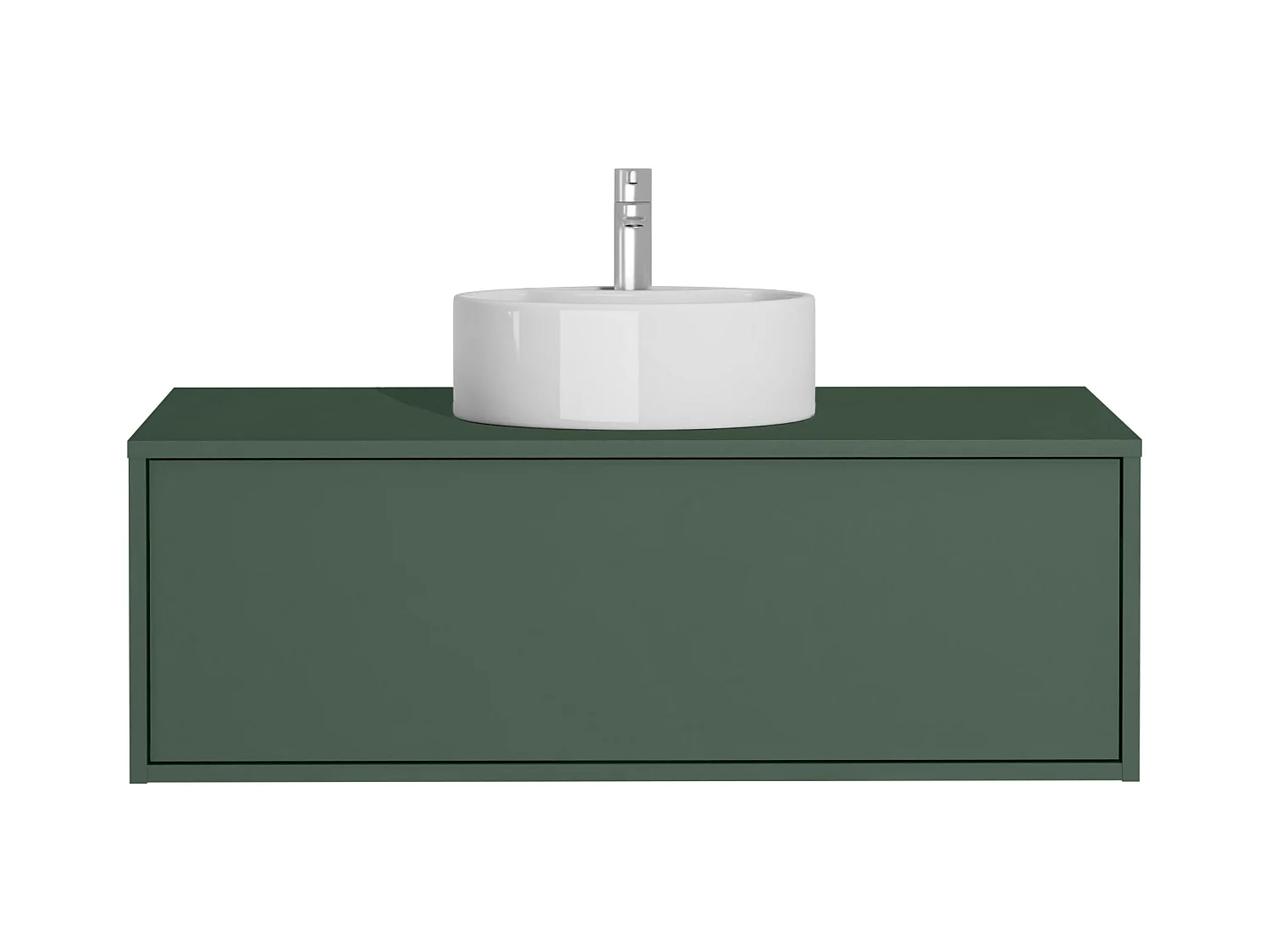 Waschbeckenunterschrank hängend mit rundem Einzelwaschbecken - Grün matt - 94 cm - TEANA II