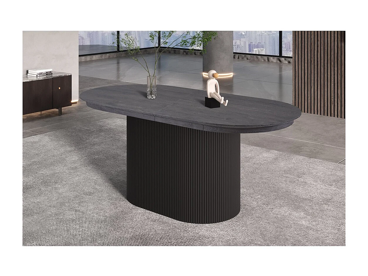 Mesa extensible VAGOS – 180-220 cm – Forma ovalada – Color marrón oscuro – Estilo Diseño