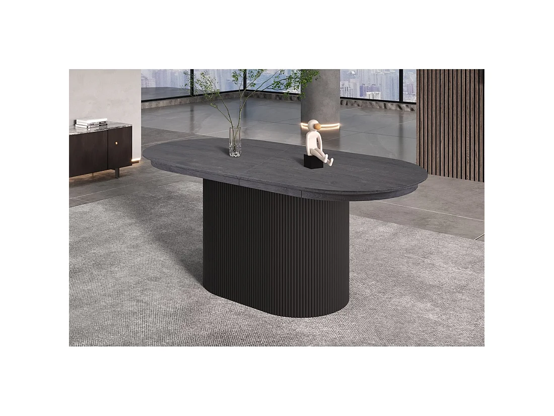 Uitschuifbare tafel VAGOS – 180-220 cm – Ovale vorm – Donkerbruine kleur – Design stijl