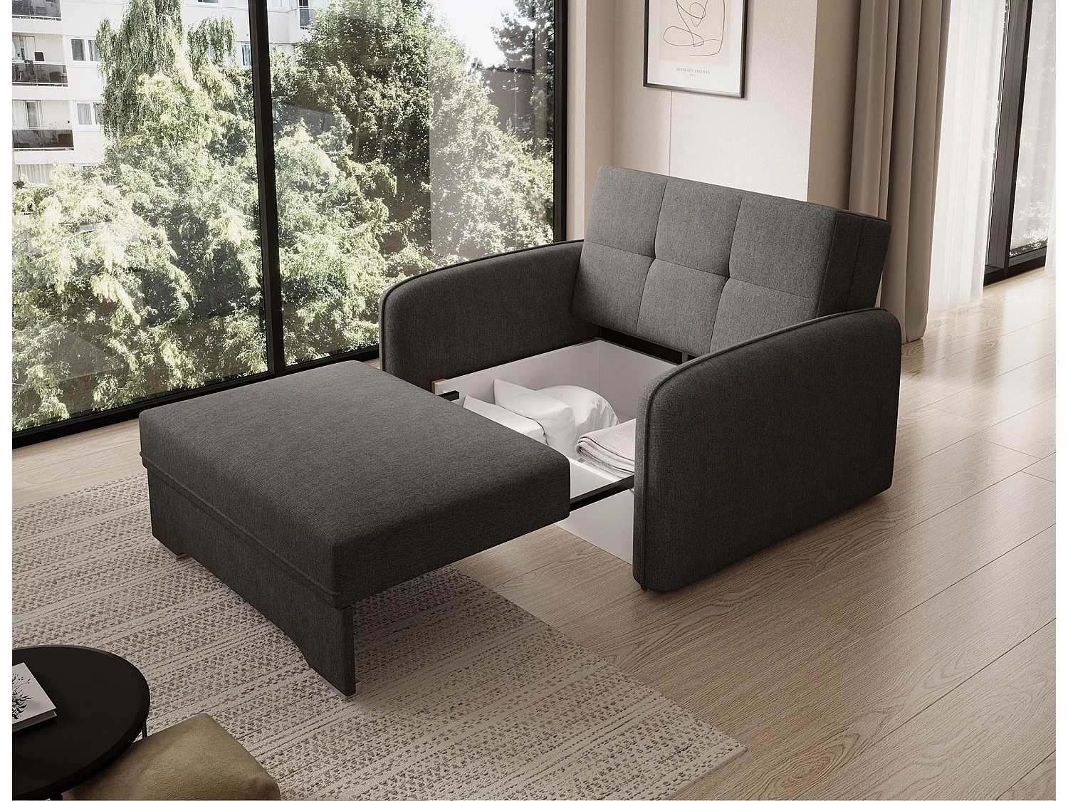 LANY converteerbare fauteuil - Compact en ingenieus-Kleur Houtskool grijs