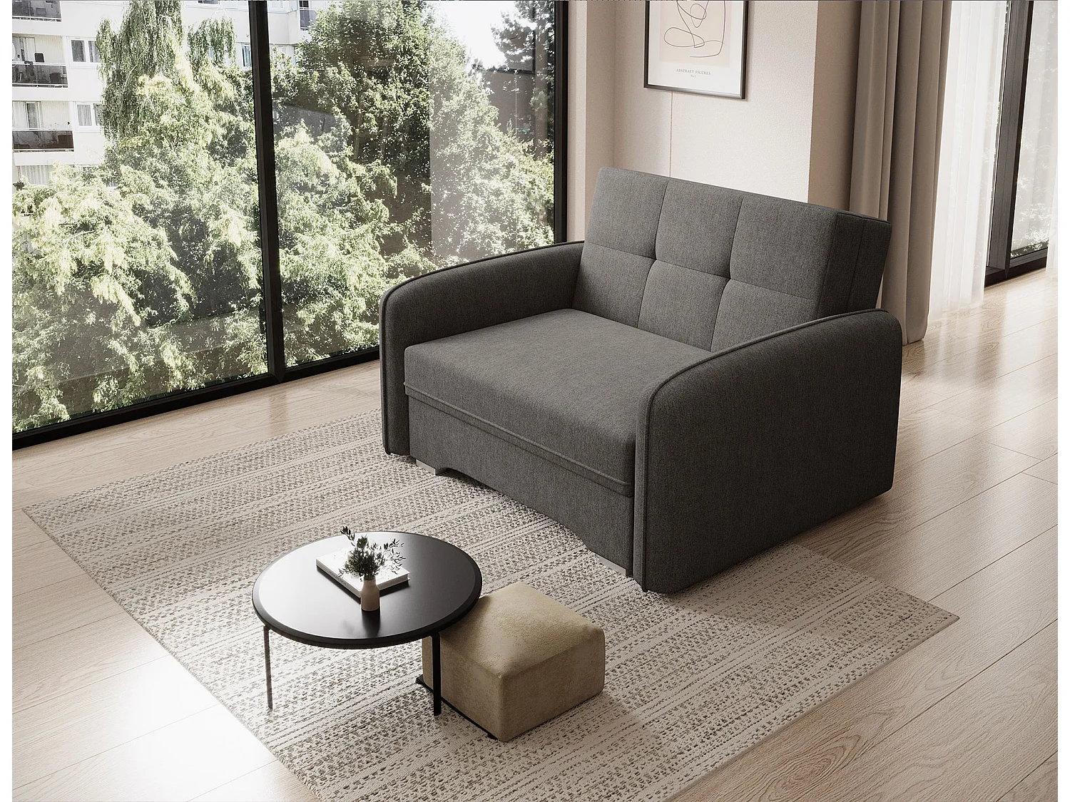 LANY converteerbare fauteuil - Compact en ingenieus-Kleur Houtskool grijs