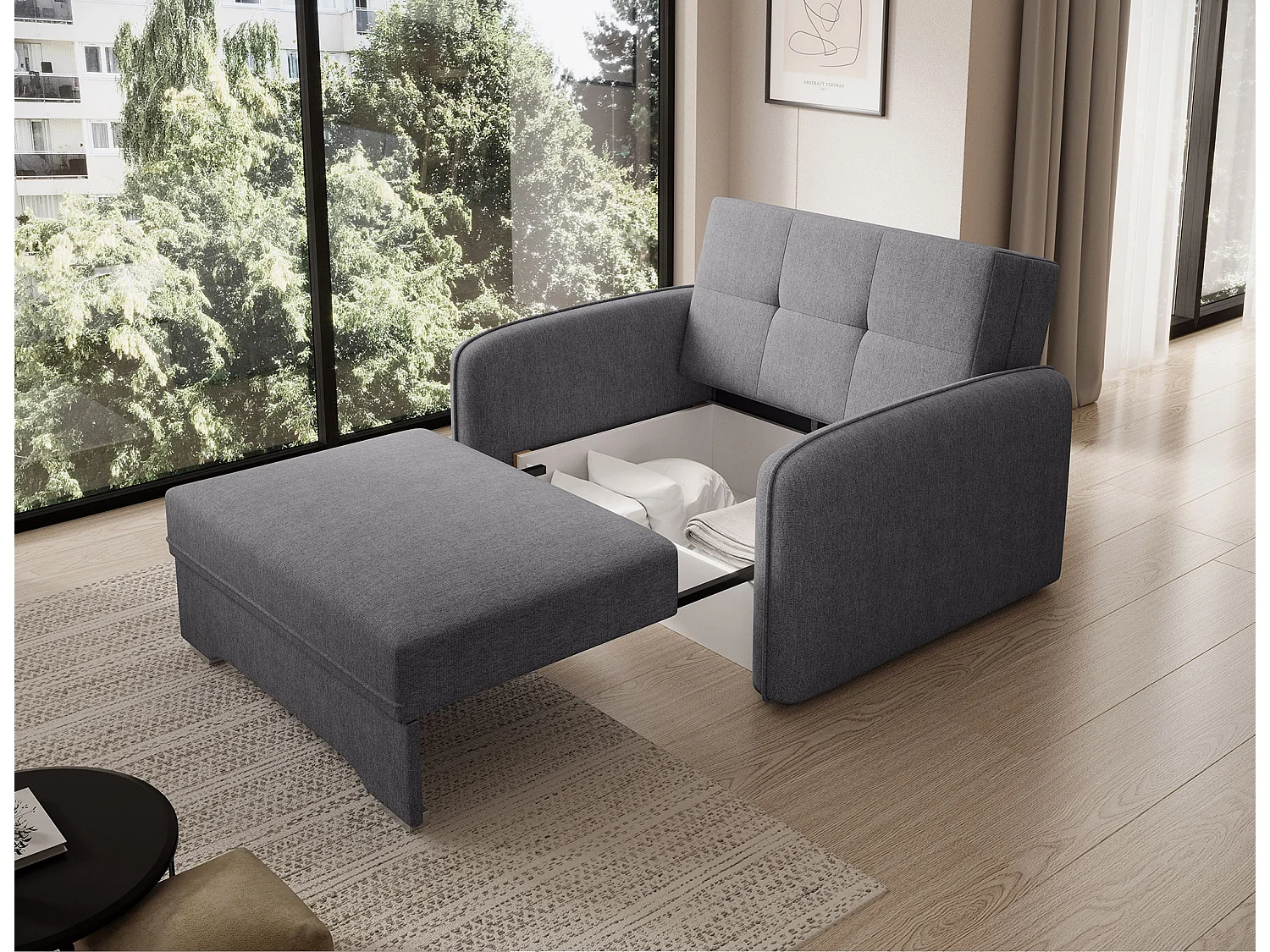 Fauteuil convertible LANY - Compact et ingénieux-Gris foncé
