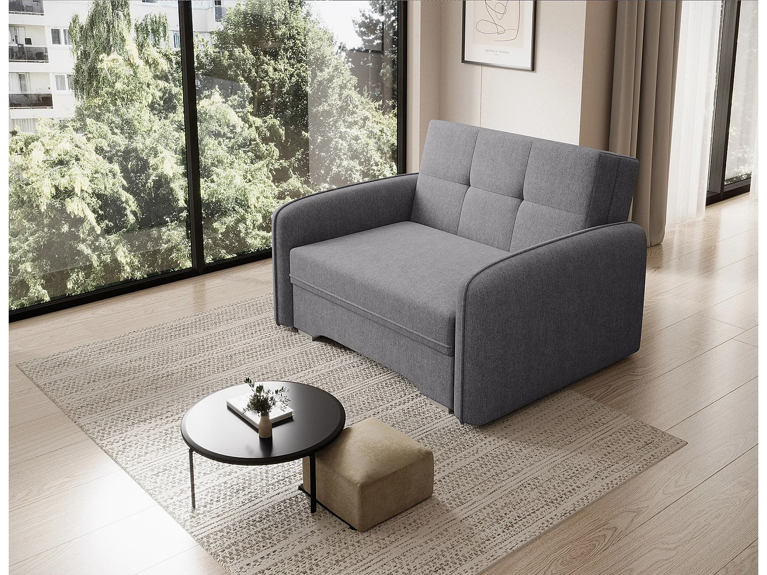 Fauteuil convertible LANY - Compact et ingénieux-Gris foncé