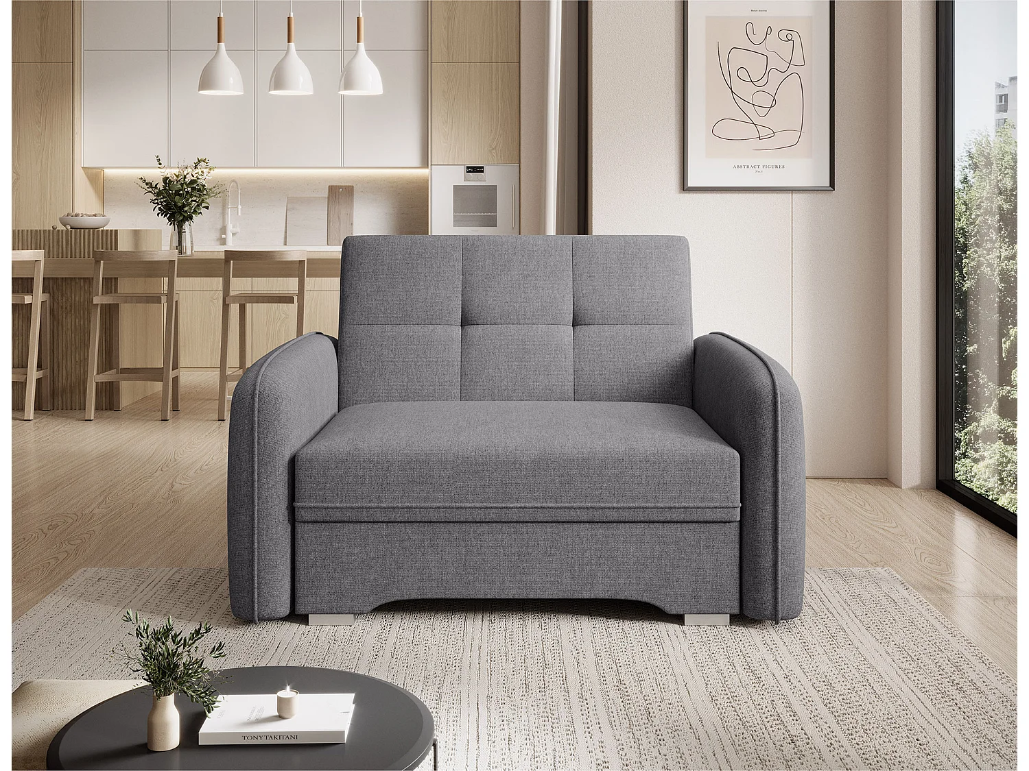 Fauteuil convertible LANY - Compact et ingénieux-Gris foncé