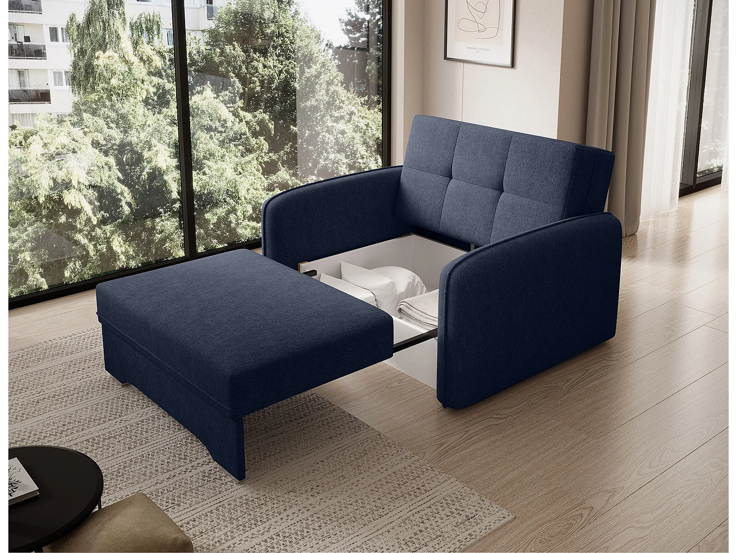 Fauteuil convertible LANY - Compact et ingénieux-Bleu foncé