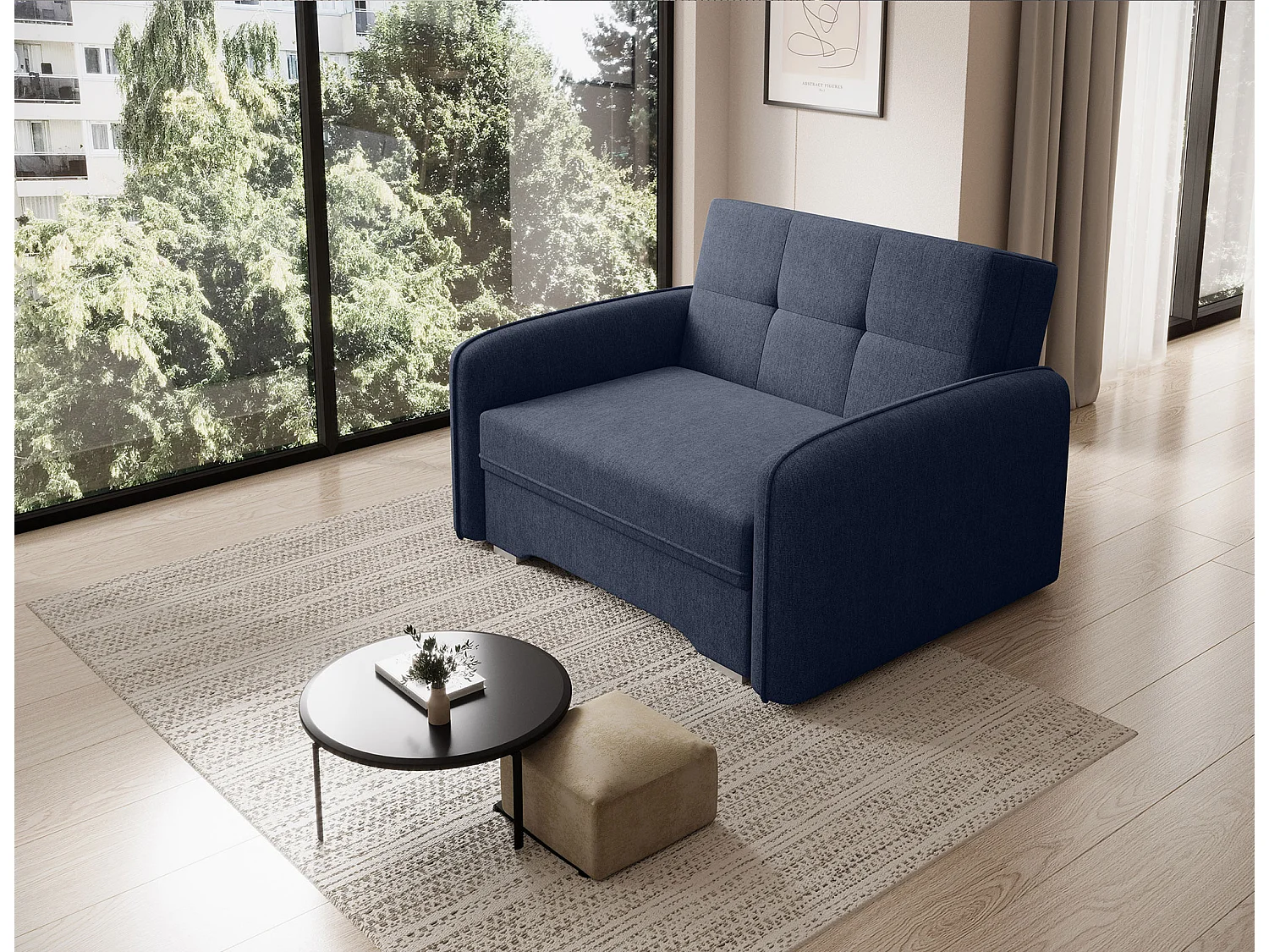Fauteuil convertible LANY - Compact et ingénieux-Bleu foncé