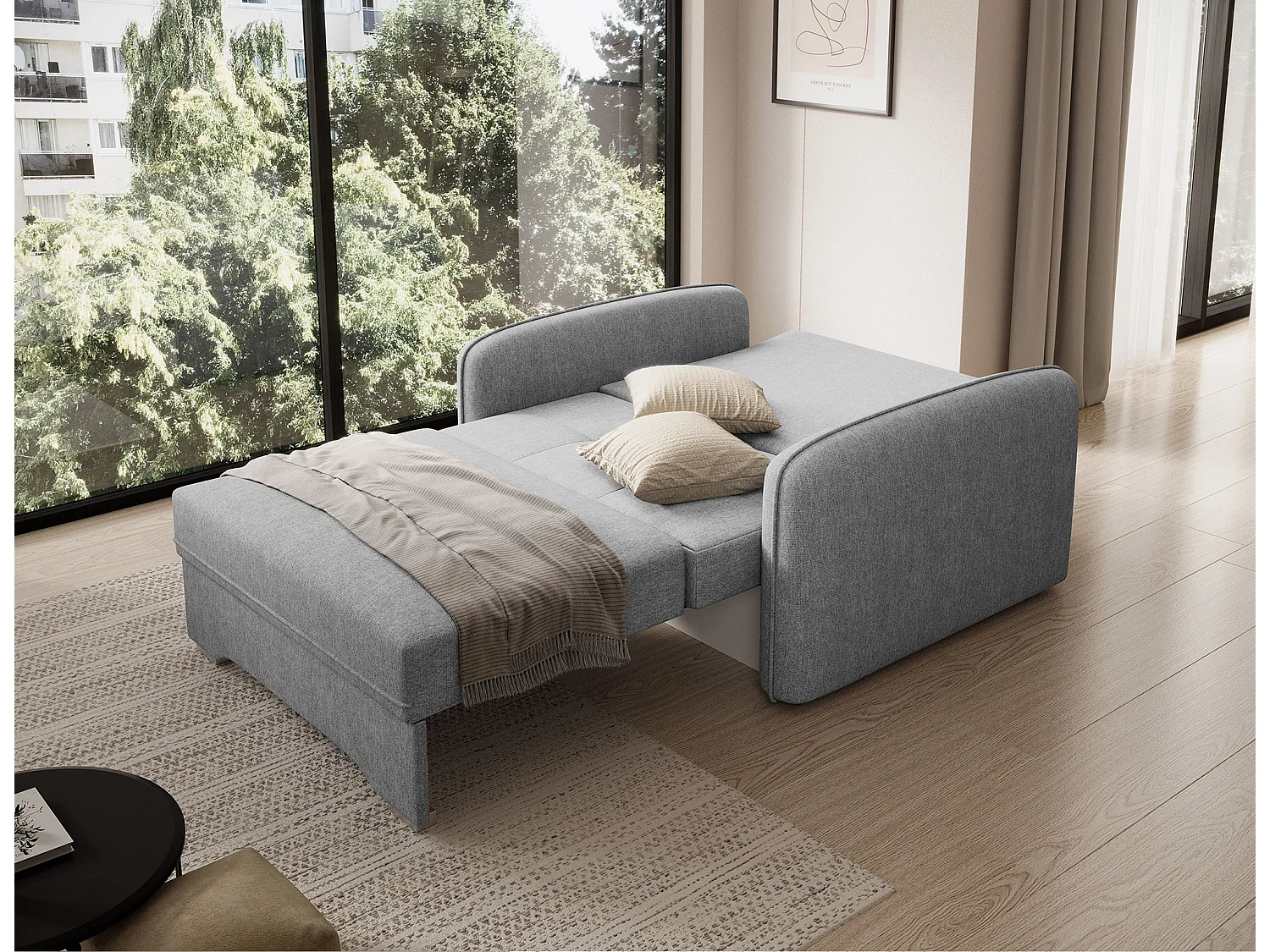 Fauteuil convertible LANY - Compact et ingénieux-Gris clair