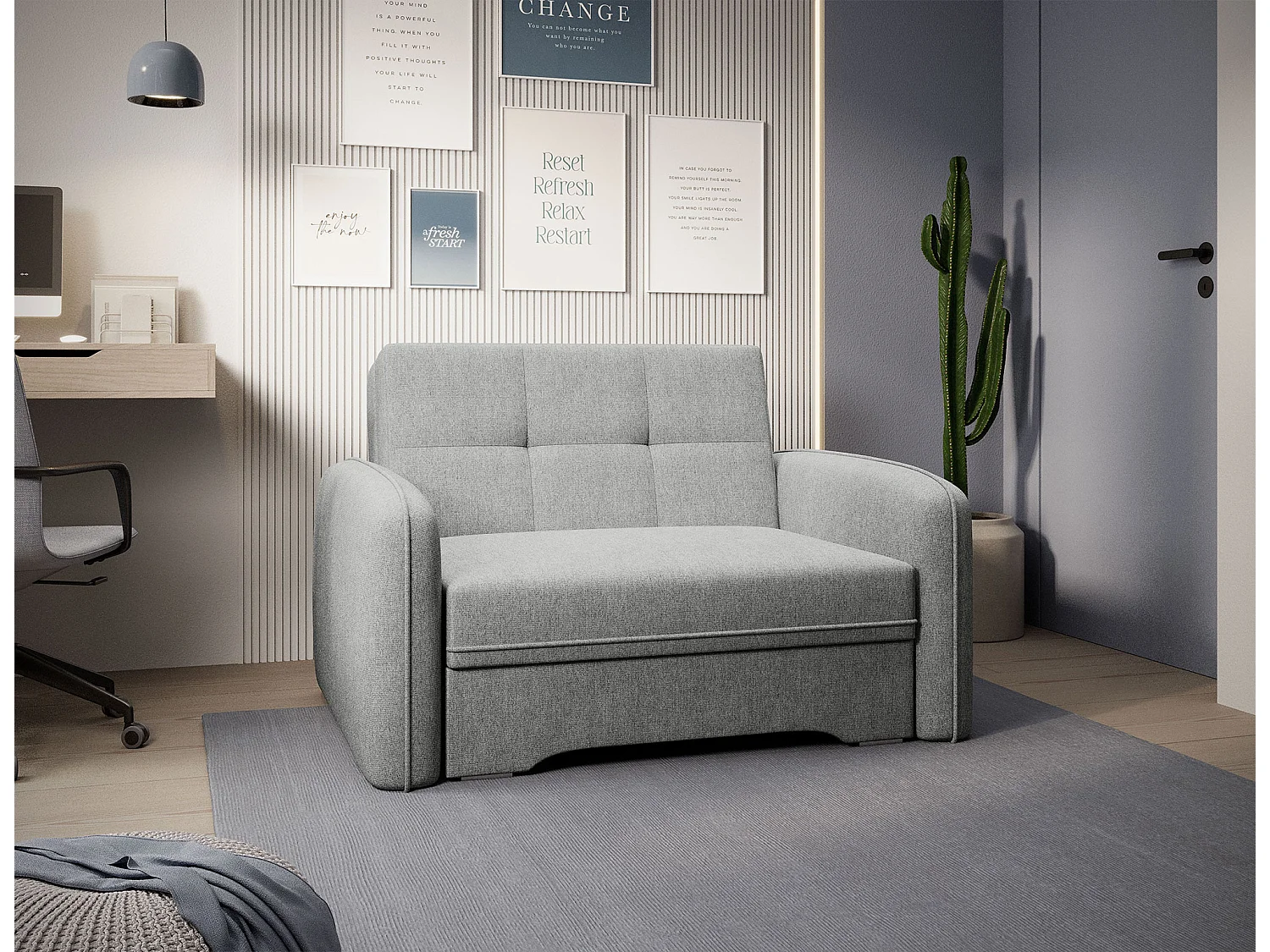 Fauteuil convertible LANY - Compact et ingénieux-Gris clair