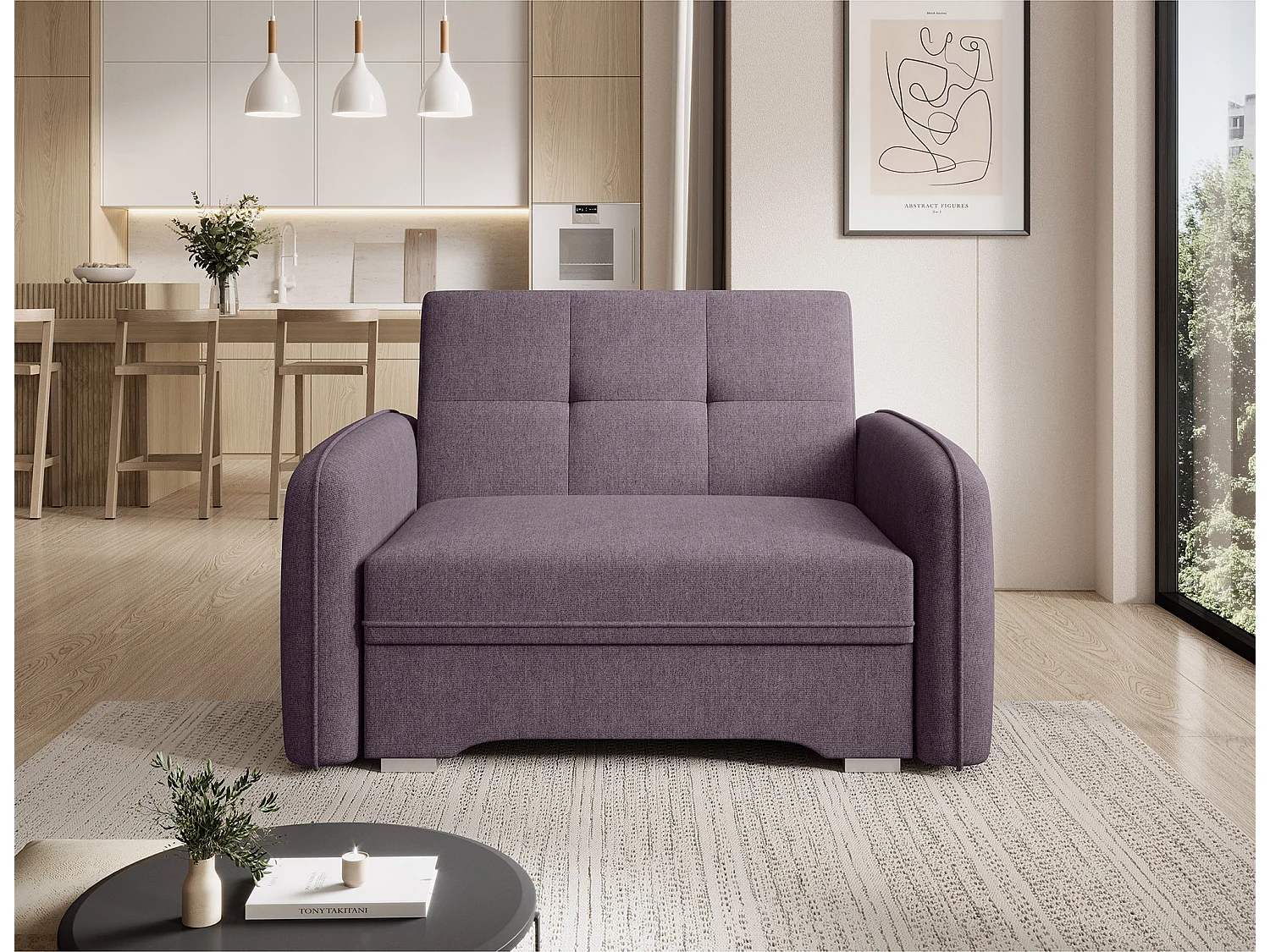 Fauteuil convertible LANY - Compact et ingénieux-Violet