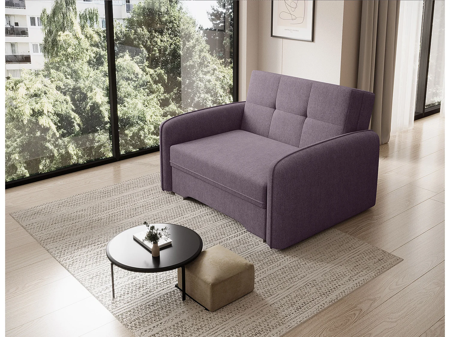 Fauteuil convertible LANY - Compact et ingénieux-Violet