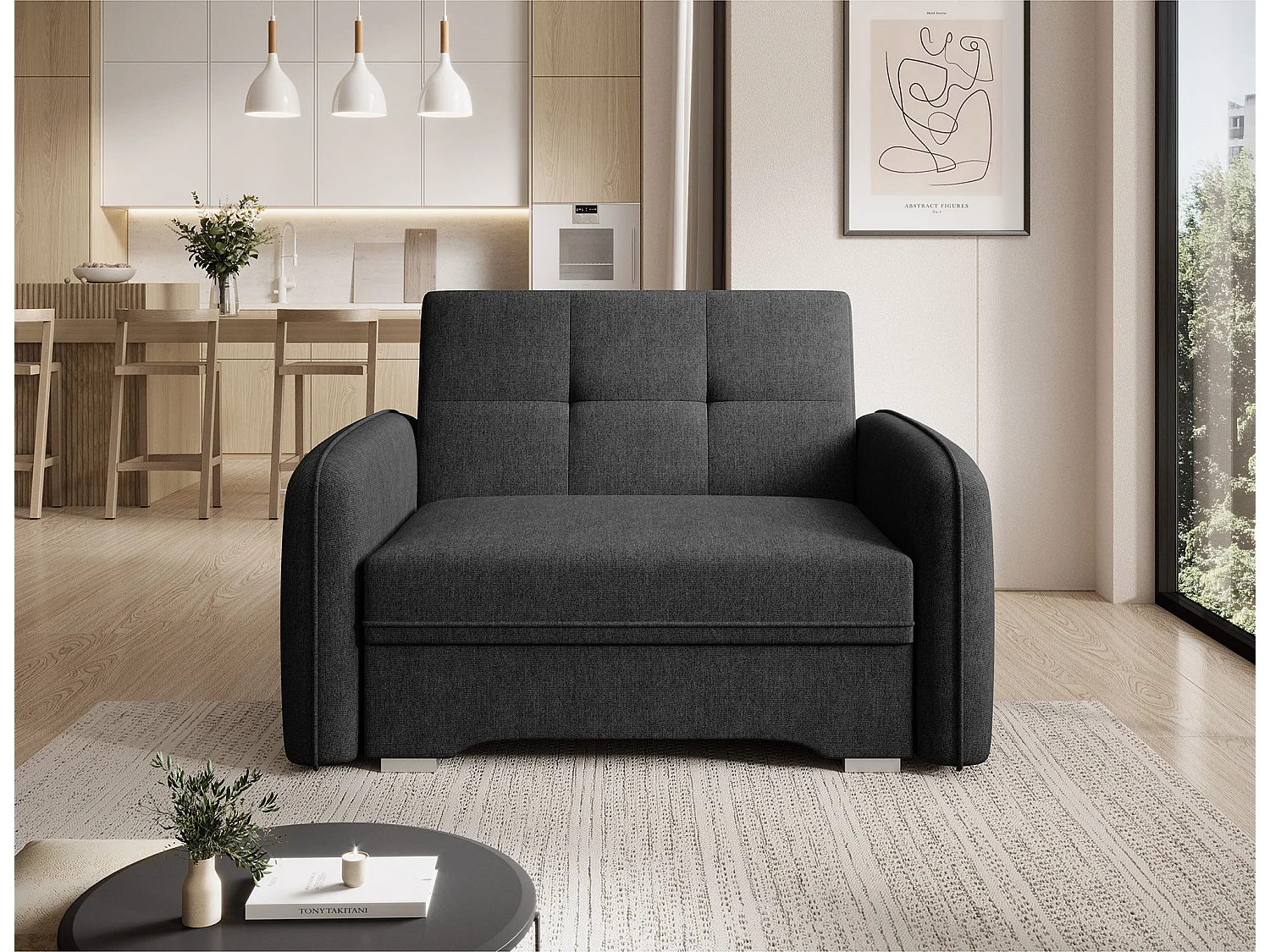 Fauteuil convertible LANY - Compact et ingénieux-Noir